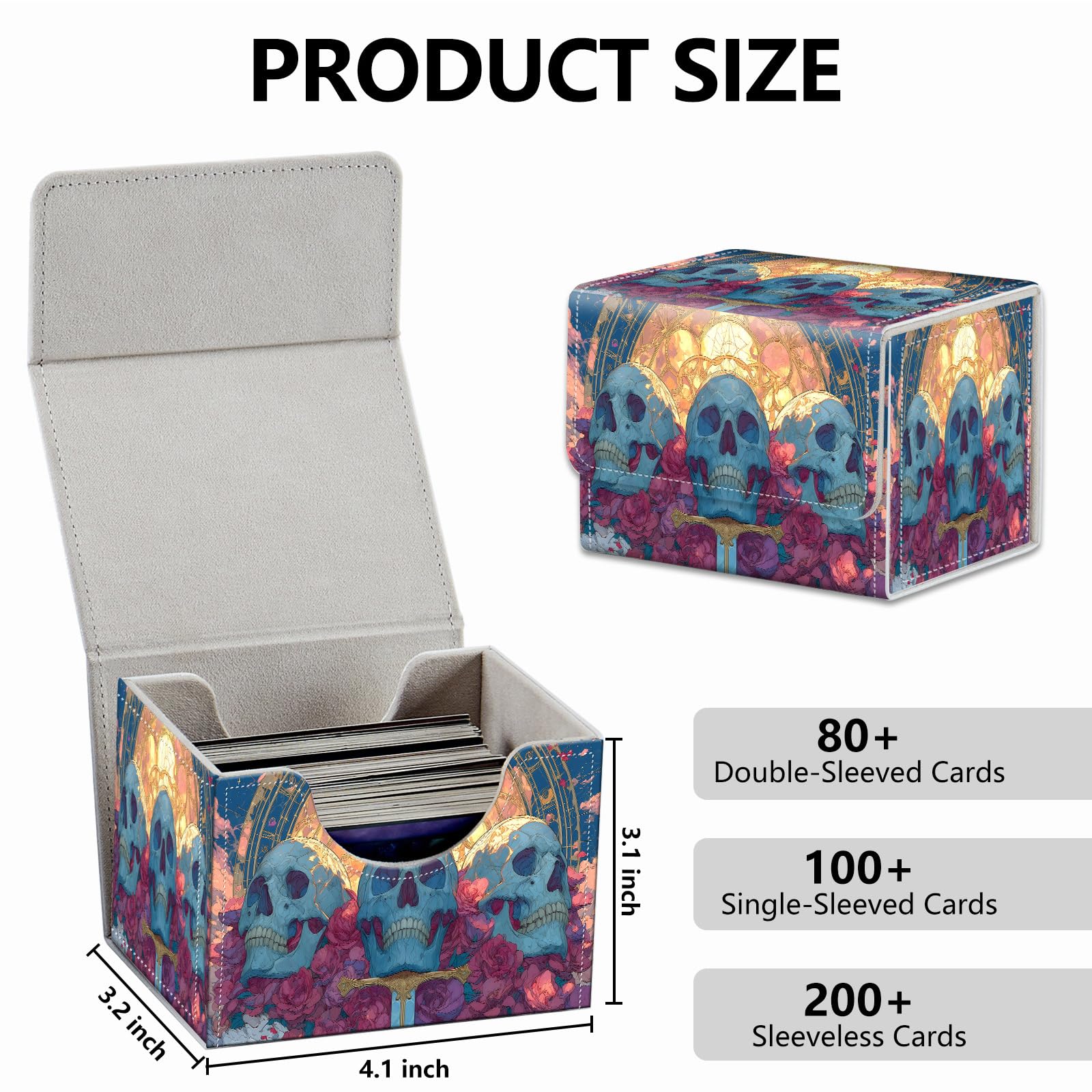 Strong Magnet Case Mtg Deck Box Tcg Up to 200 Cards Creative Pattern Trading Card Storage Box for Collectible Card Games, Black And White Koi