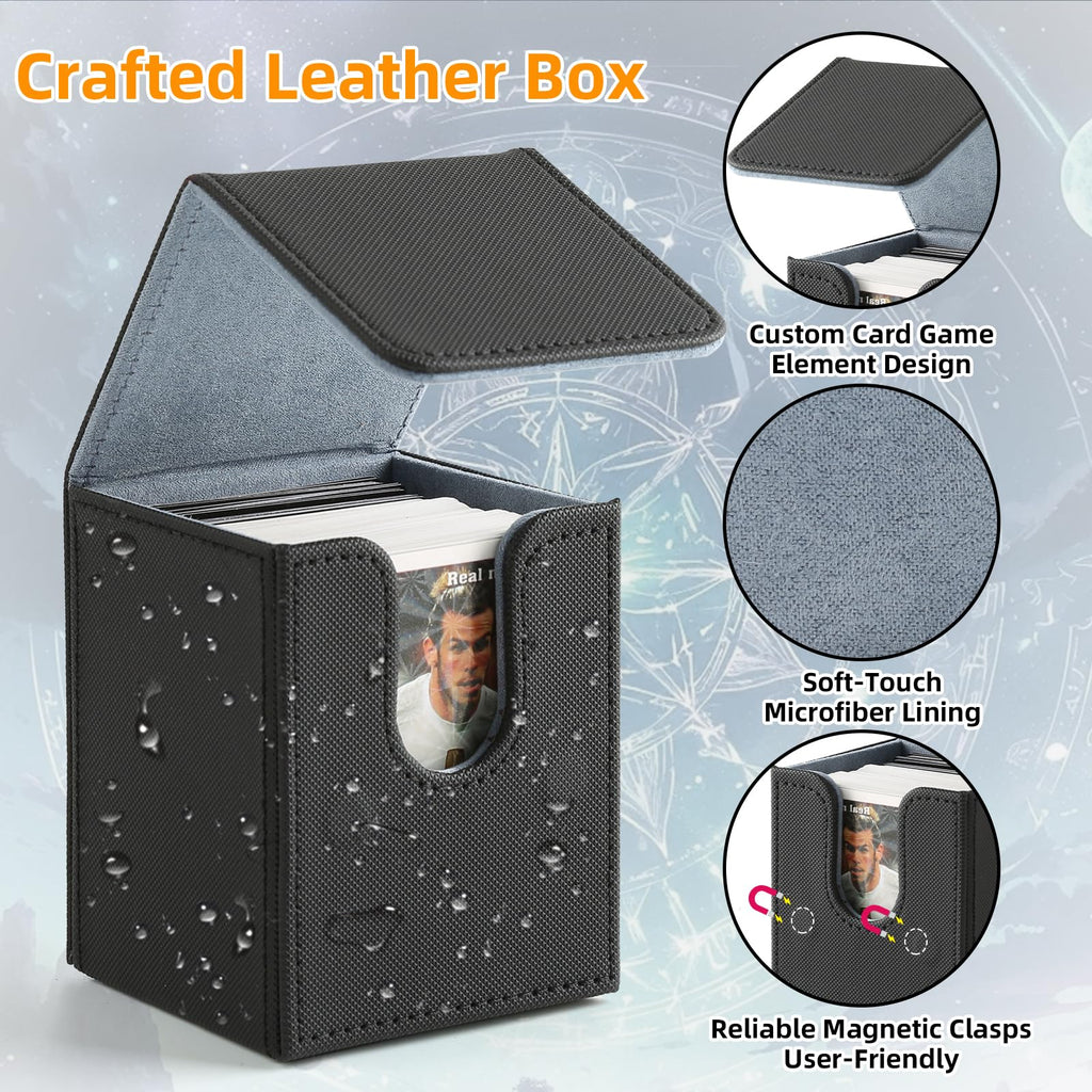 GERMUN Card Deck Box for MTG Commander, MTG Commander Deck Box Holds 120+ Single Sleeved Cards,MTG Deck Box Compatible with Magic the Gathering (Black)