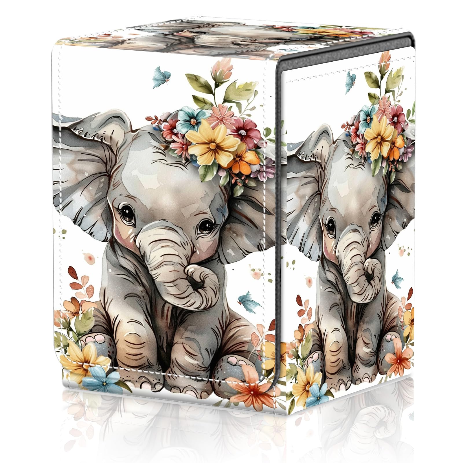 Card Deck Box for MTG Trading Cards, Magic Card Box Can Hold 110+ Single Sleeved Cards, Waterproof PU Leather Material, Strong Magnetic Buckle Card Set Box Suitable for TCG CCG, Astronaut Dinosaur