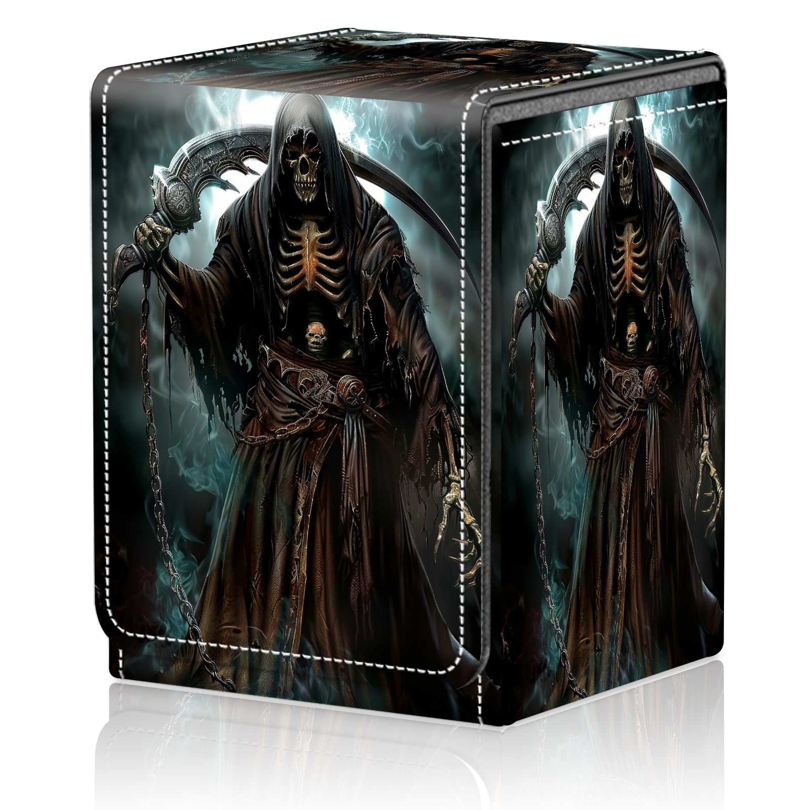 Card Deck Box for MTG Trading Cards, Magic Card Box Can Hold 110+ Single Sleeved Cards, Waterproof PU Leather Material, Strong Magnetic Buckle Card Set Box Suitable for TCG CCG, Astronaut Dinosaur