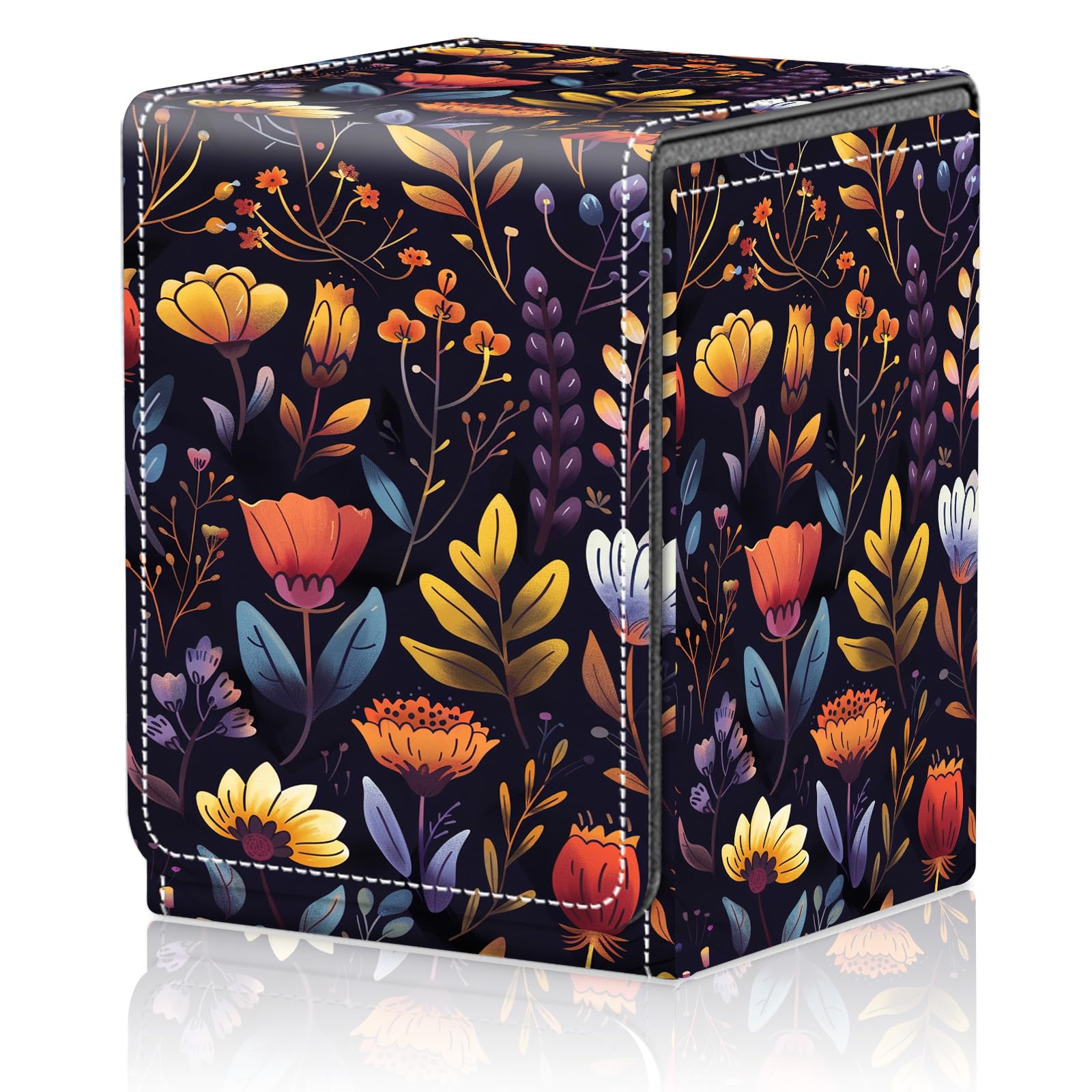Card Deck Box for MTG Trading Cards, Magic Card Box Can Hold 110+ Single Sleeved Cards, Waterproof PU Leather Material, Strong Magnetic Buckle Card Set Box Suitable for TCG CCG, Astronaut Dinosaur