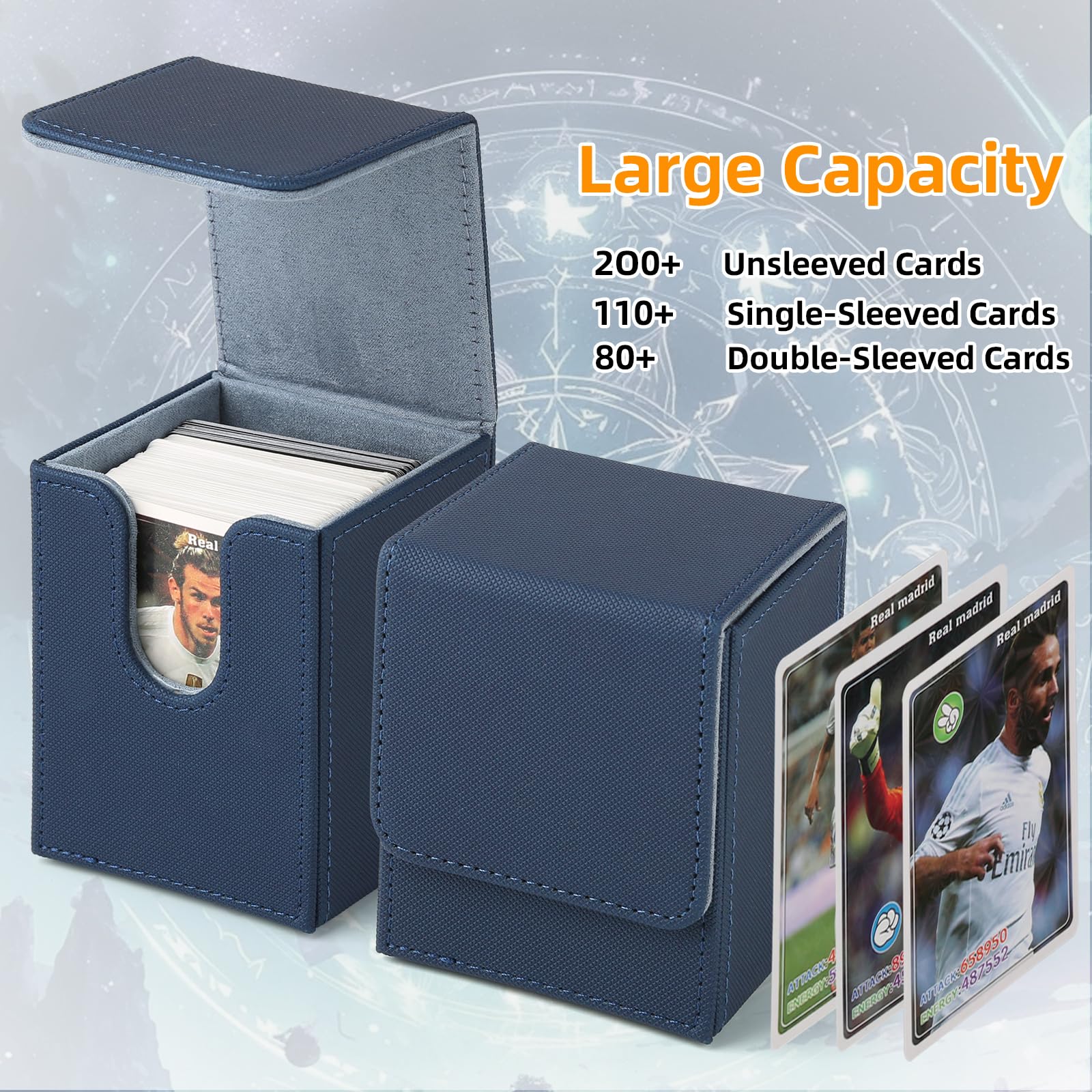 GERMUN Card Deck Box for MTG Commander, MTG Commander Deck Box Holds 120+ Single Sleeved Cards,MTG Deck Box Compatible with Magic the Gathering (Black)