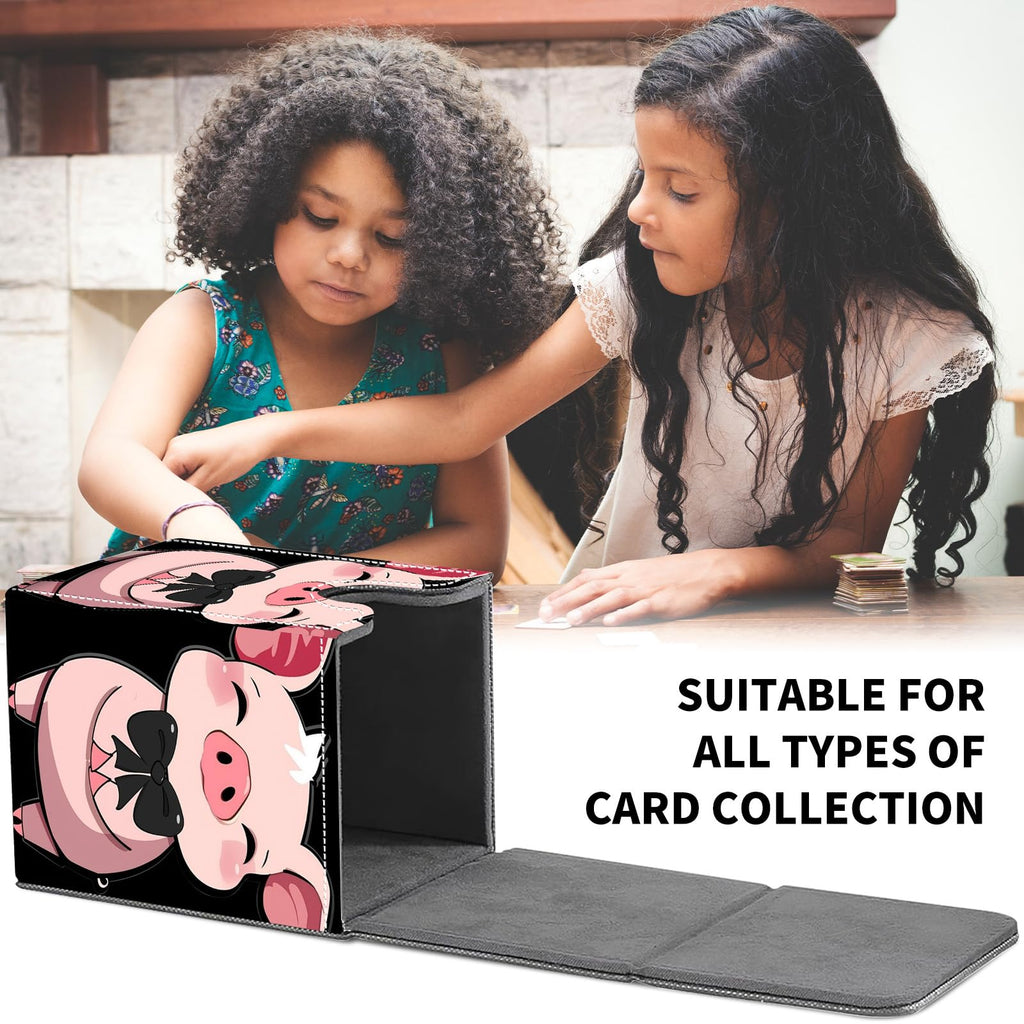Card Deck Box for MTG Trading Cards, Magic Card Box Can Hold 110+ Single Sleeved Cards, Waterproof PU Leather Material, Strong Magnetic Buckle Card Set Box Suitable for TCG CCG, Astronaut Dinosaur