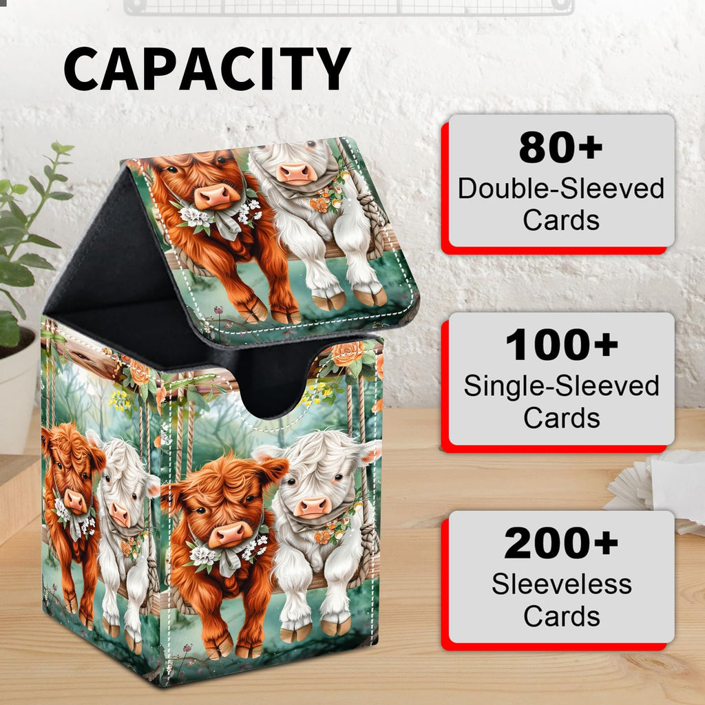 Card Deck Box for MTG Trading Cards, Magic Card Box Can Hold 110+ Single Sleeved Cards, Waterproof PU Leather Material, Strong Magnetic Buckle Card Set Box Suitable for TCG CCG, Astronaut Dinosaur