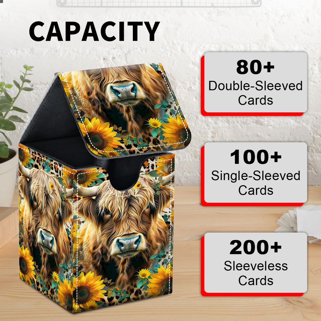 Card Deck Box for MTG Trading Cards, Magic Card Box Can Hold 110+ Single Sleeved Cards, Waterproof PU Leather Material, Strong Magnetic Buckle Card Set Box Suitable for TCG CCG, Astronaut Dinosaur