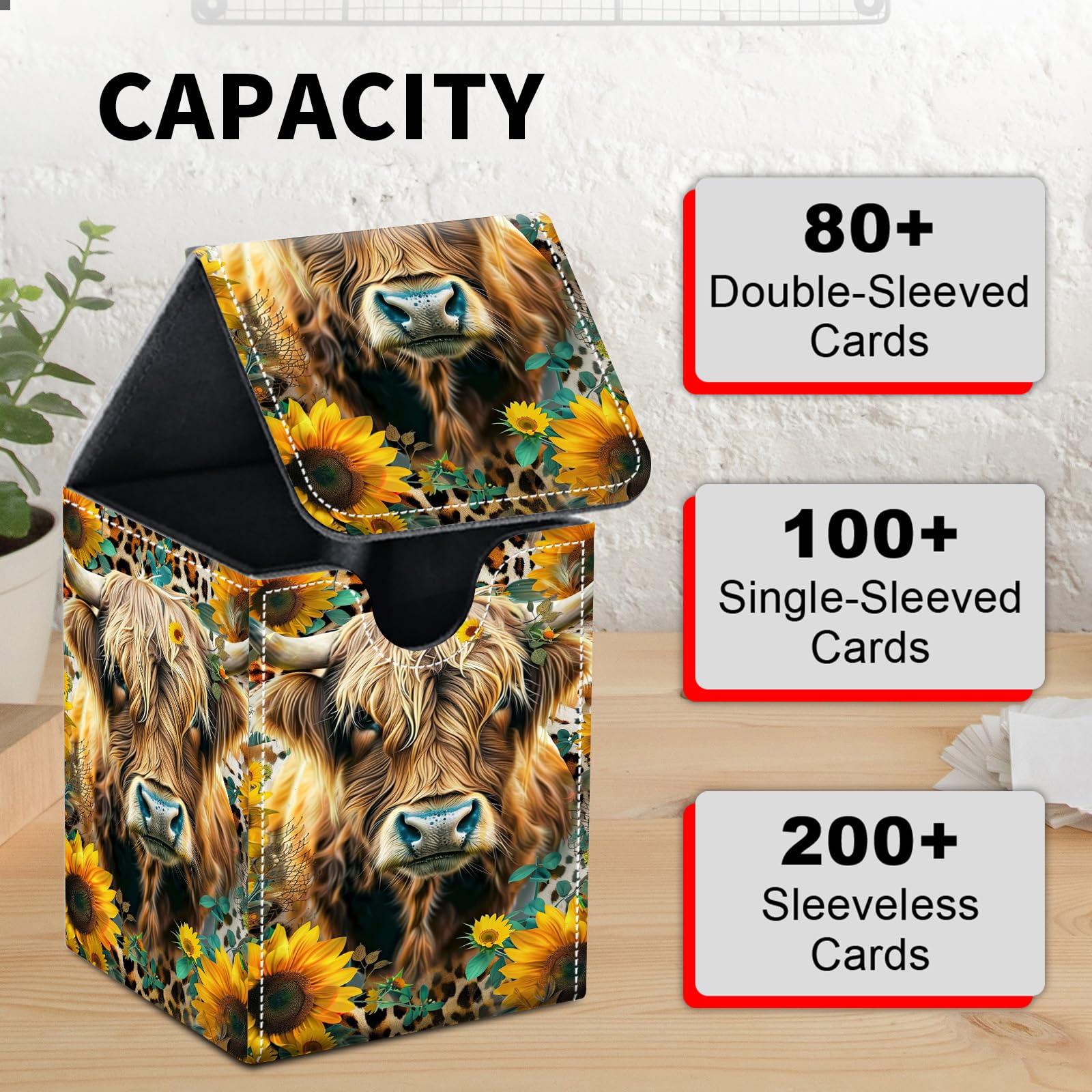 Card Deck Box for MTG Trading Cards, Magic Card Box Can Hold 110+ Single Sleeved Cards, Waterproof PU Leather Material, Strong Magnetic Buckle Card Set Box Suitable for TCG CCG, Astronaut Dinosaur