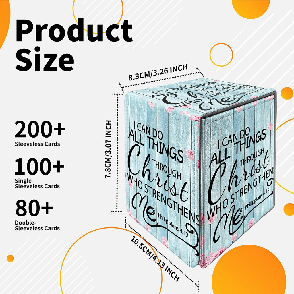 Card Deck Box Trading Cards Storage Box with Strong Magnet Premium Case Commander Deck Storage Cover for TCG CCG Magic Cards,Cat Face With Stars