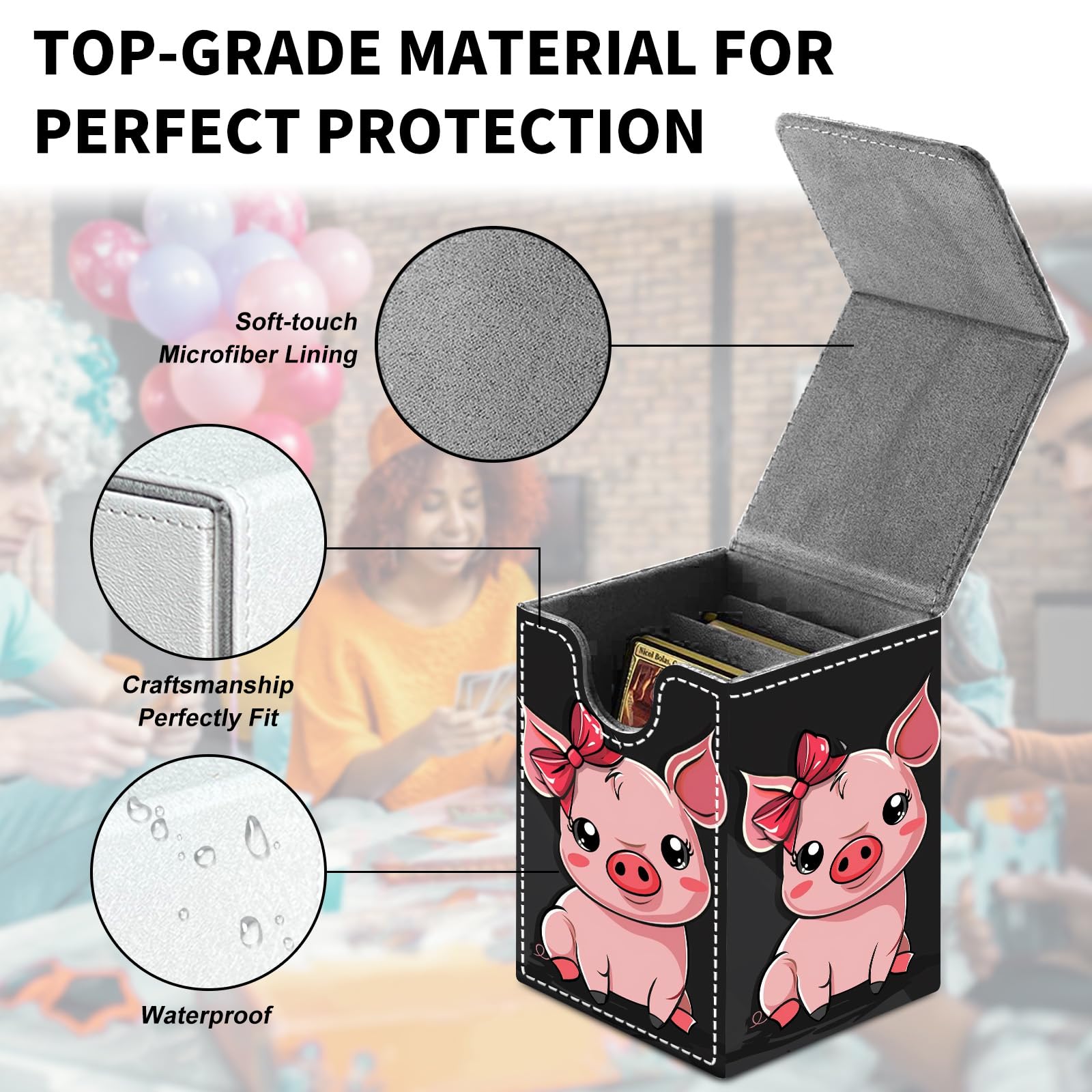 Card Deck Box for MTG Trading Cards, Magic Card Box Can Hold 110+ Single Sleeved Cards, Waterproof PU Leather Material, Strong Magnetic Buckle Card Set Box Suitable for TCG CCG, Astronaut Dinosaur