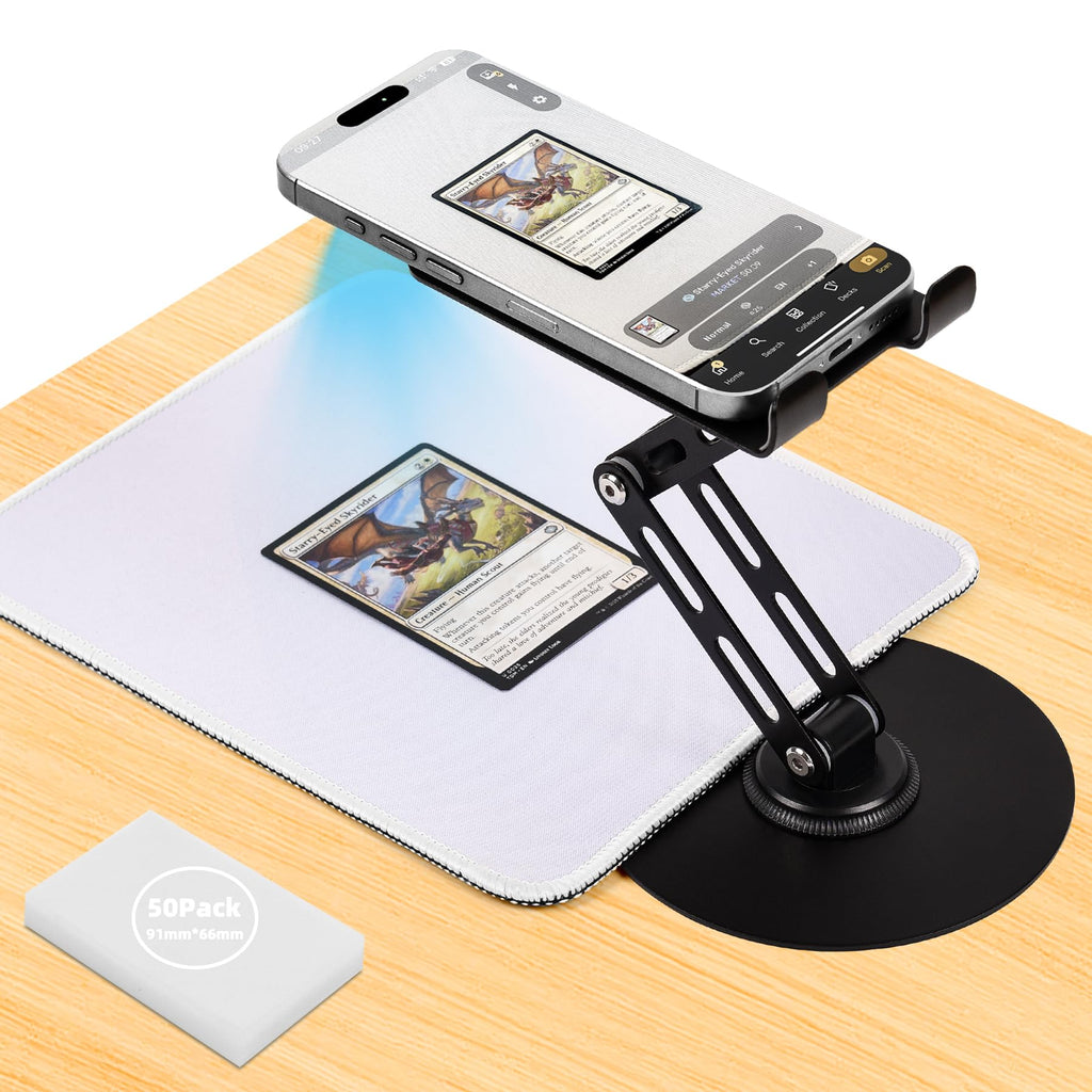Card Scanner for Trading Cards–MTG & TCG Card Scanner Stand with Magnetic LED Light,Foldable Phone Holder for Scanning,Cards Quickly Scan and Price Check,Available for ManaBox