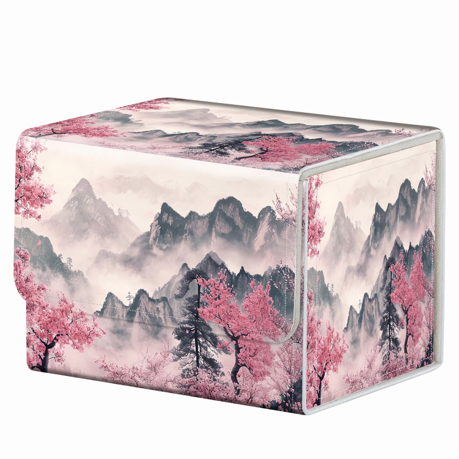 Strong Magnet Case Mtg Deck Box Tcg Up to 200 Cards Creative Pattern Trading Card Storage Box for Collectible Card Games, Black And White Koi