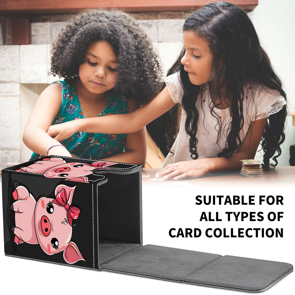 Card Deck Box for MTG Trading Cards, Magic Card Box Can Hold 110+ Single Sleeved Cards, Waterproof PU Leather Material, Strong Magnetic Buckle Card Set Box Suitable for TCG CCG, Astronaut Dinosaur