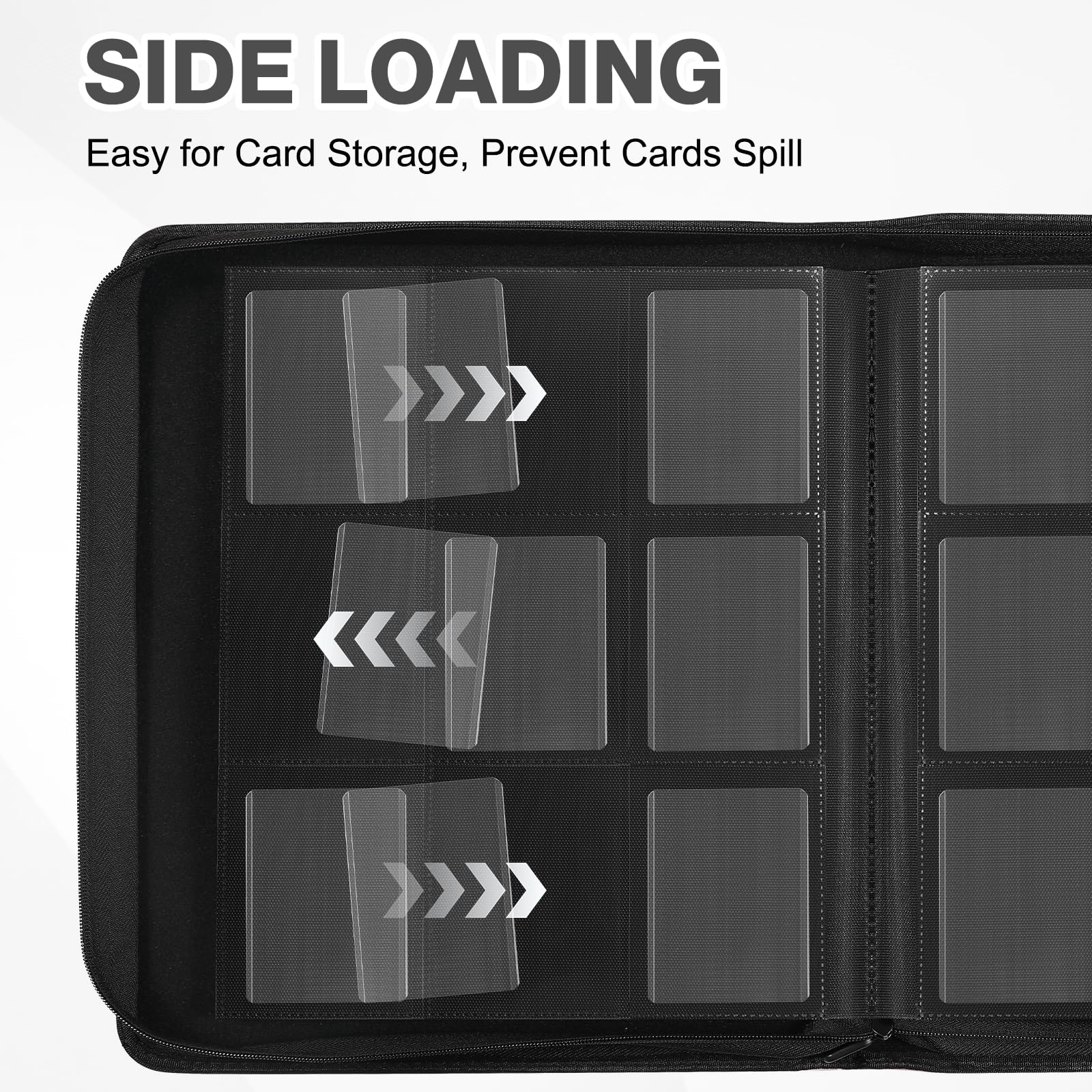Toploader Binder, Holds 360 Toploader, 100 Toploaders INCLUDED, 9-Pocket PU Cover Top Loader Binder for 3" x 4" Rigid Toploaders, Ringless Double-Sided Toploader Card Binder for TCG, Sport Cards