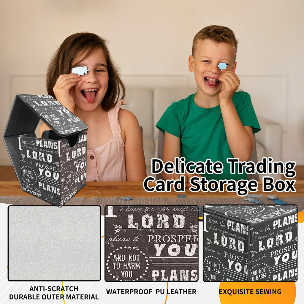 Card Deck Box Trading Cards Storage Box with Strong Magnet Premium Case Commander Deck Storage Cover for TCG CCG Magic Cards,Cat Face With Stars
