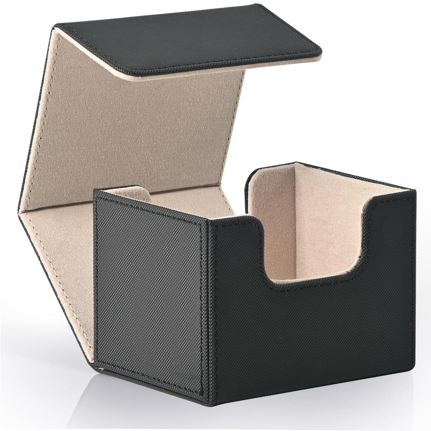 ZLCA MTG Deck Box with Commander Window Display, Commander Deck Box Holds 100 Double-Sleeved Cards Suitable for Magic the Gathering/TCG/CCG/PTCG/EDH/Sport Cards (Black)