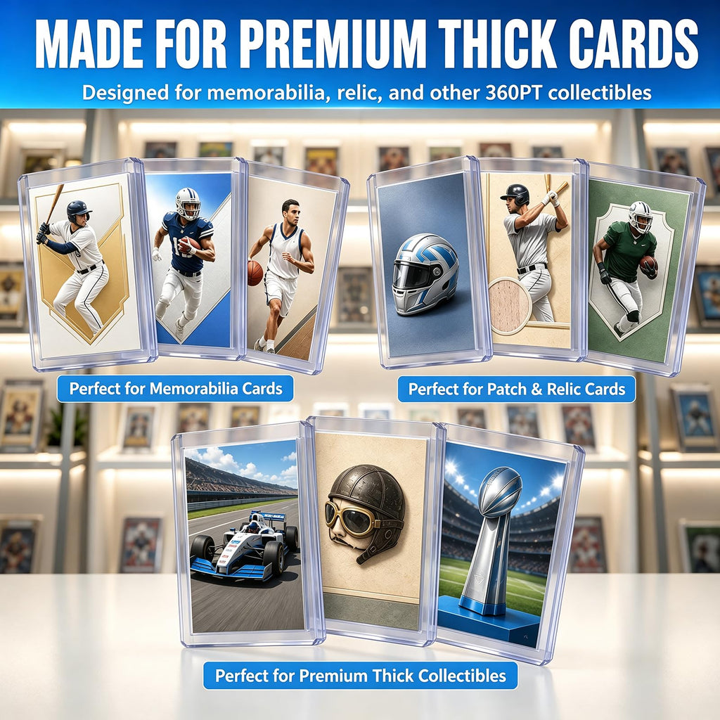 DEDC 200 Top Loader Thick Card Load Holder Storage for Trading Cards Sports Soft Penny Sleeves Hard Plastic 35 Point Protective 3" x 4" Toploaders Rigid Memorabilia Collectibles