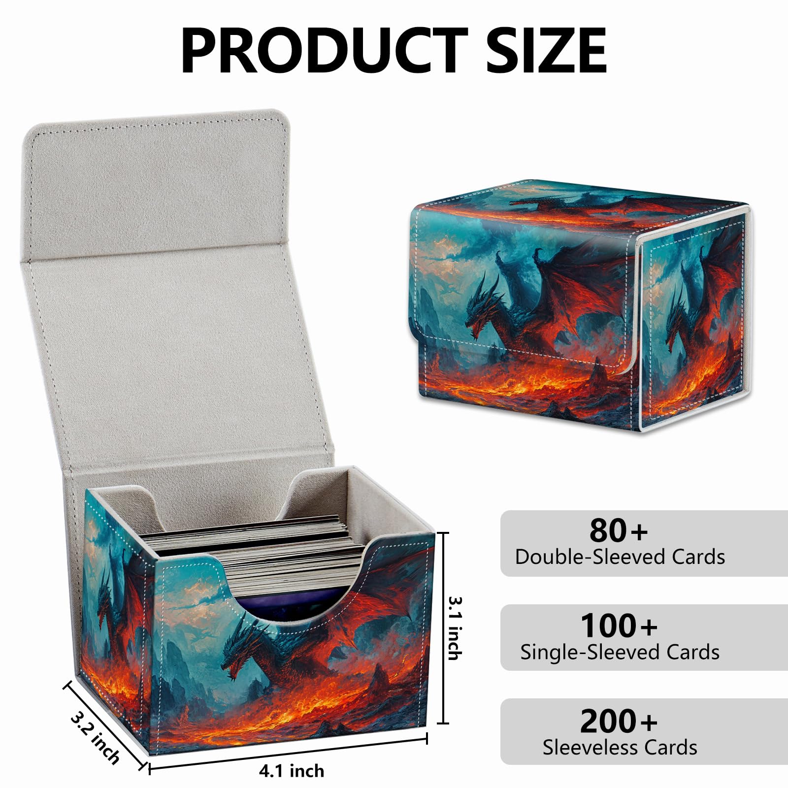 Strong Magnet Case Mtg Deck Box Tcg Up to 200 Cards Creative Pattern Trading Card Storage Box for Collectible Card Games, Black And White Koi