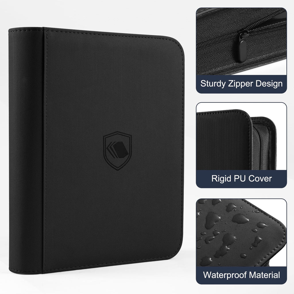 Toploader Binder, Holds 360 Toploader, 100 Toploaders INCLUDED, 9-Pocket PU Cover Top Loader Binder for 3" x 4" Rigid Toploaders, Ringless Double-Sided Toploader Card Binder for TCG, Sport Cards