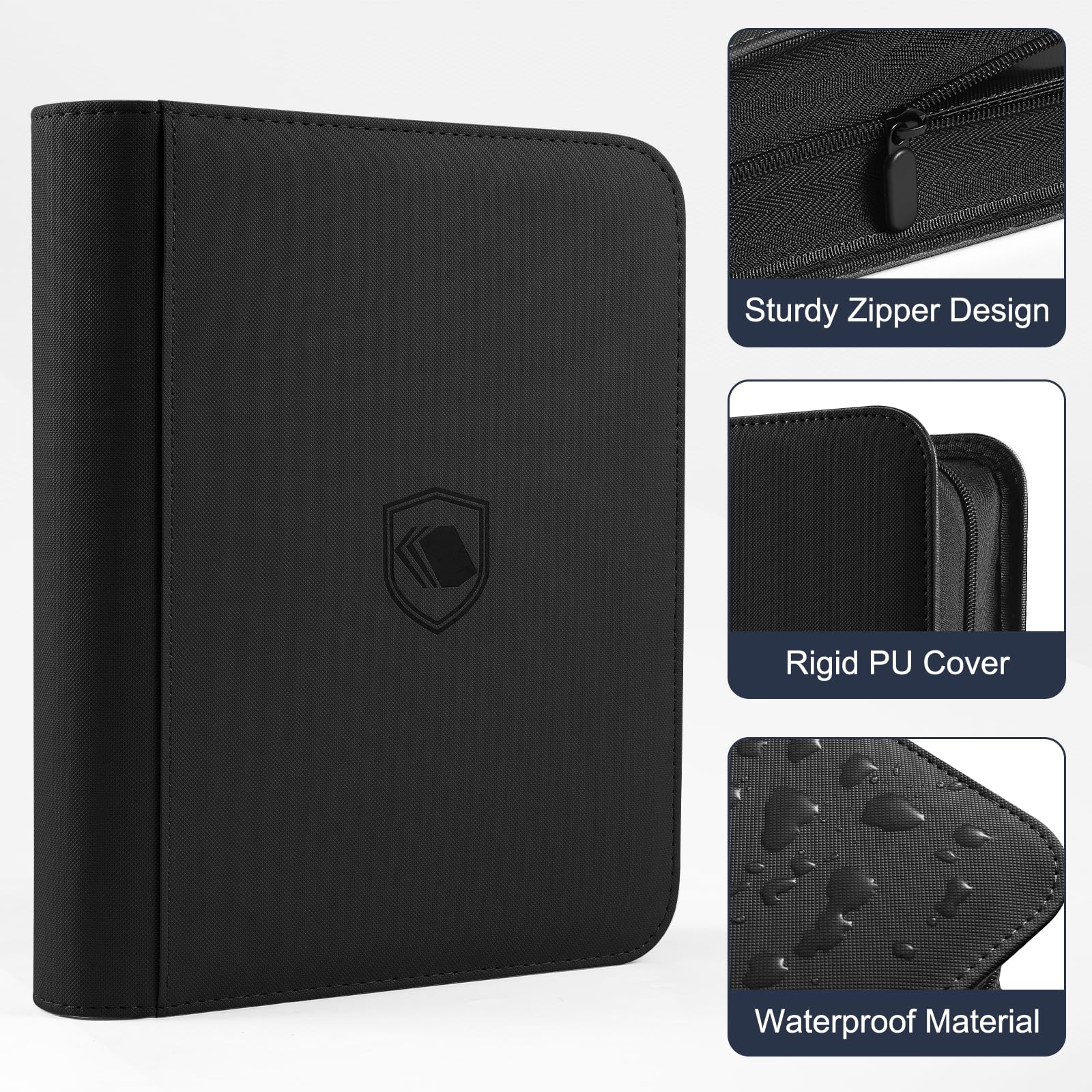 Toploader Binder, Holds 360 Toploader, 100 Toploaders INCLUDED, 9-Pocket PU Cover Top Loader Binder for 3" x 4" Rigid Toploaders, Ringless Double-Sided Toploader Card Binder for TCG, Sport Cards