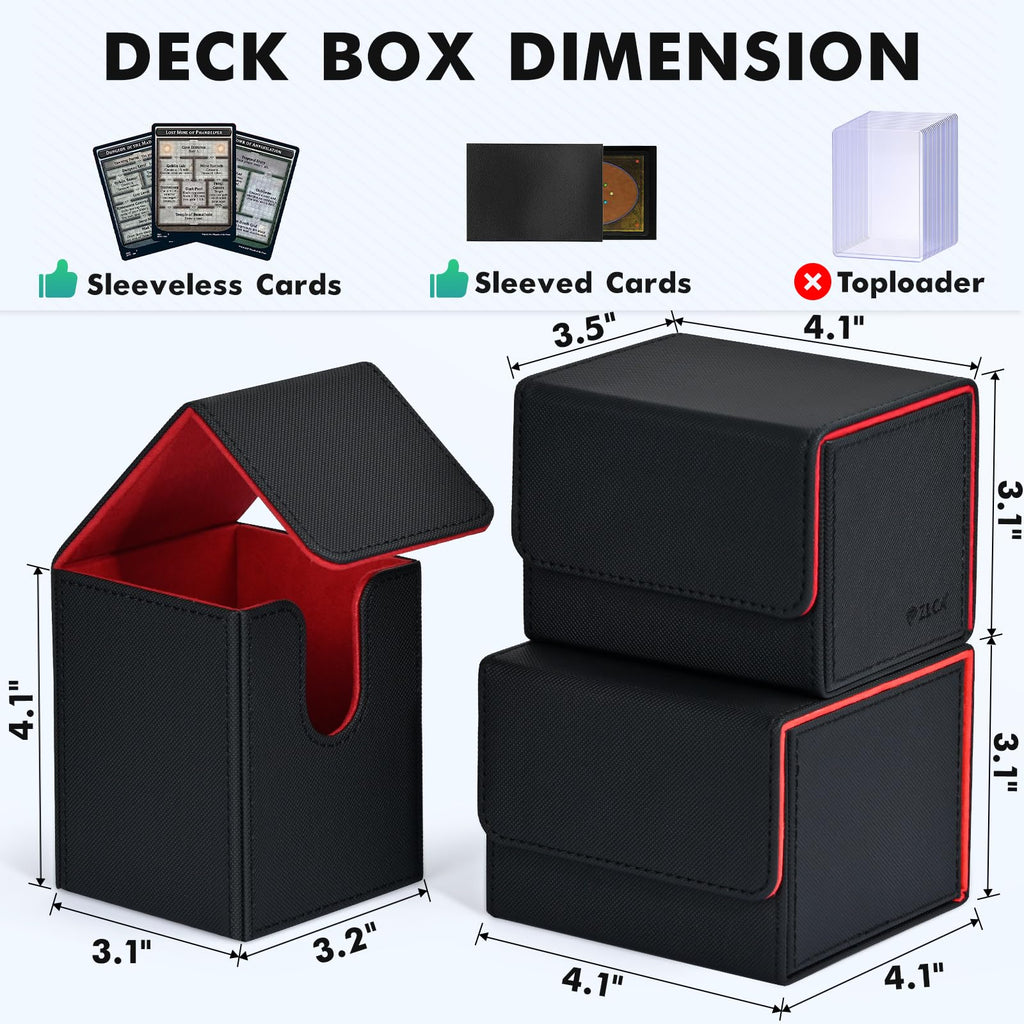 ZLCA MTG Deck Box with Commander Window Display, Commander Deck Box Holds 100 Double-Sleeved Cards Suitable for Magic the Gathering/TCG/CCG/PTCG/EDH/Sport Cards (Black)