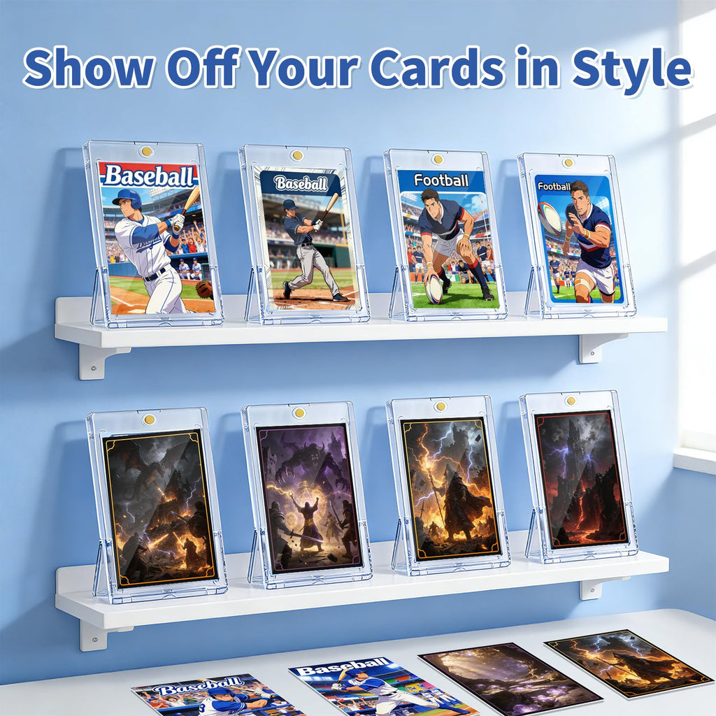 5 Pack Magnetic Card Holder with Kickstand, 35pt Single Card Holder Touch, U-V Protection, Built-in Display Stand, Fit for Baseball, Game, Sports Cards