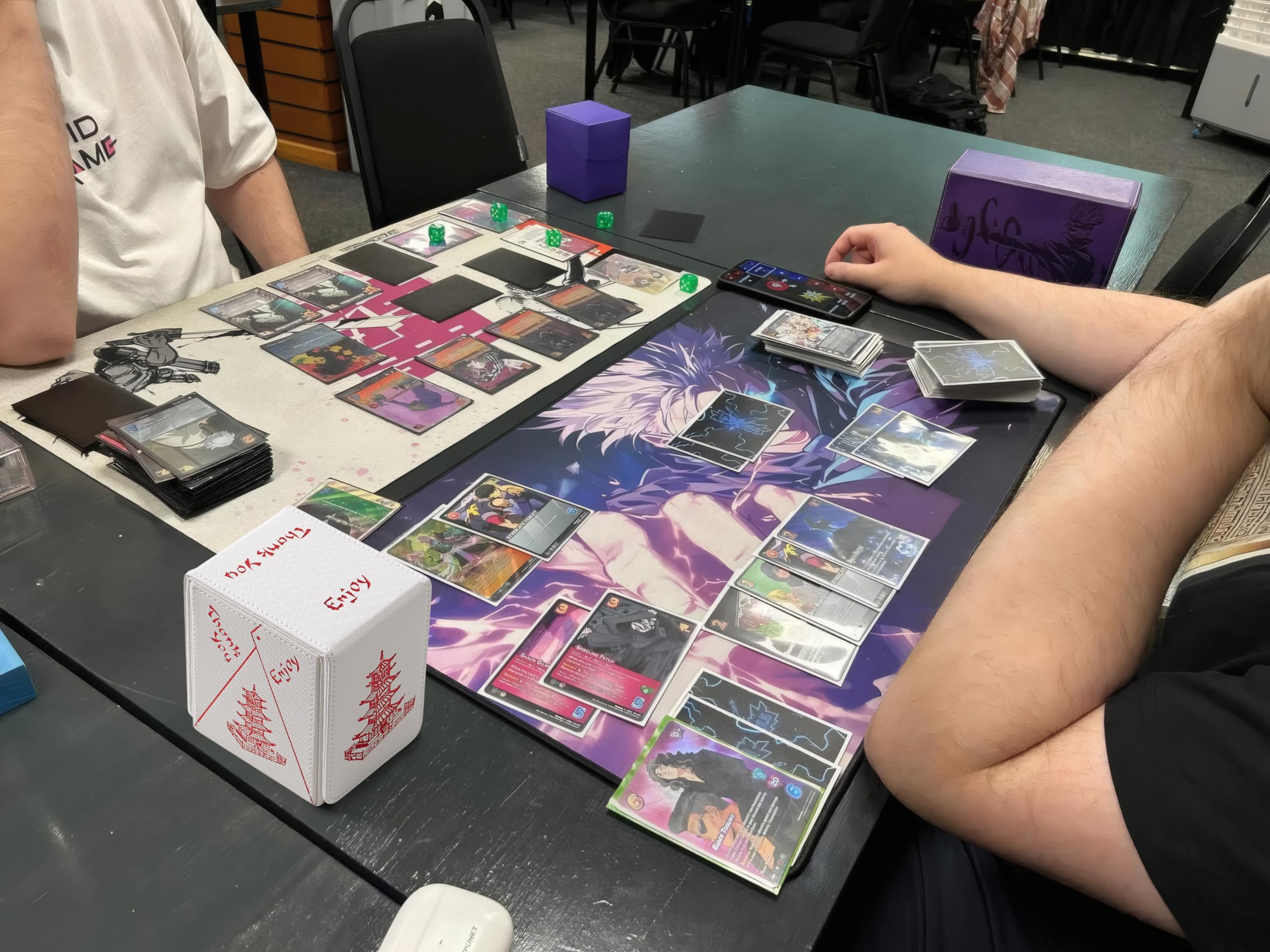 Venssu Chinese Takeout MTG Commander Deck Box, Fits TCG Cards (Black&Red) | Holds 130 Single/100 Double-Sleeved Cards, Fit MTG/PTCG/OPTCG Cards, Strong Magnet, PU Leather, With 2 Dividers