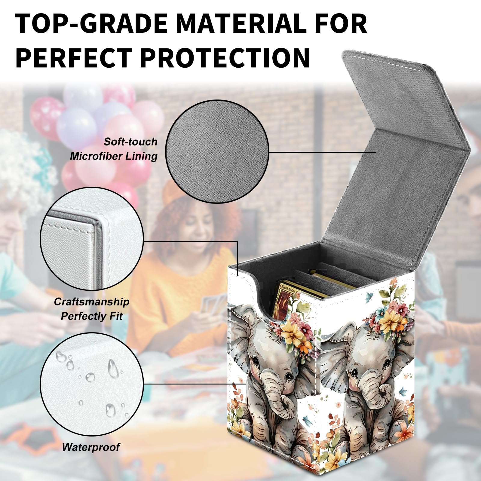 Card Deck Box for MTG Trading Cards, Magic Card Box Can Hold 110+ Single Sleeved Cards, Waterproof PU Leather Material, Strong Magnetic Buckle Card Set Box Suitable for TCG CCG, Astronaut Dinosaur