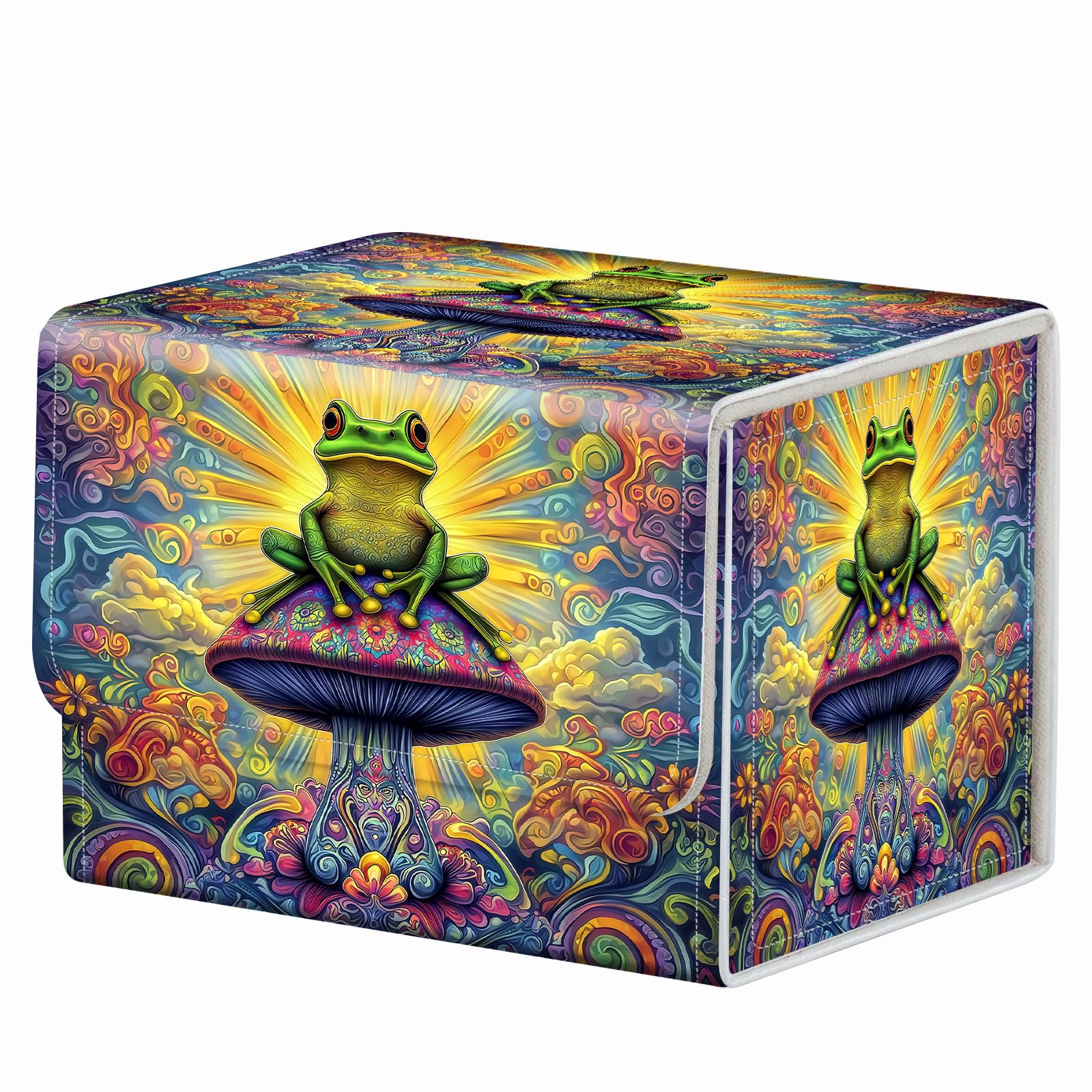 Strong Magnet Case Mtg Deck Box Tcg Up to 200 Cards Creative Pattern Trading Card Storage Box for Collectible Card Games, Black And White Koi