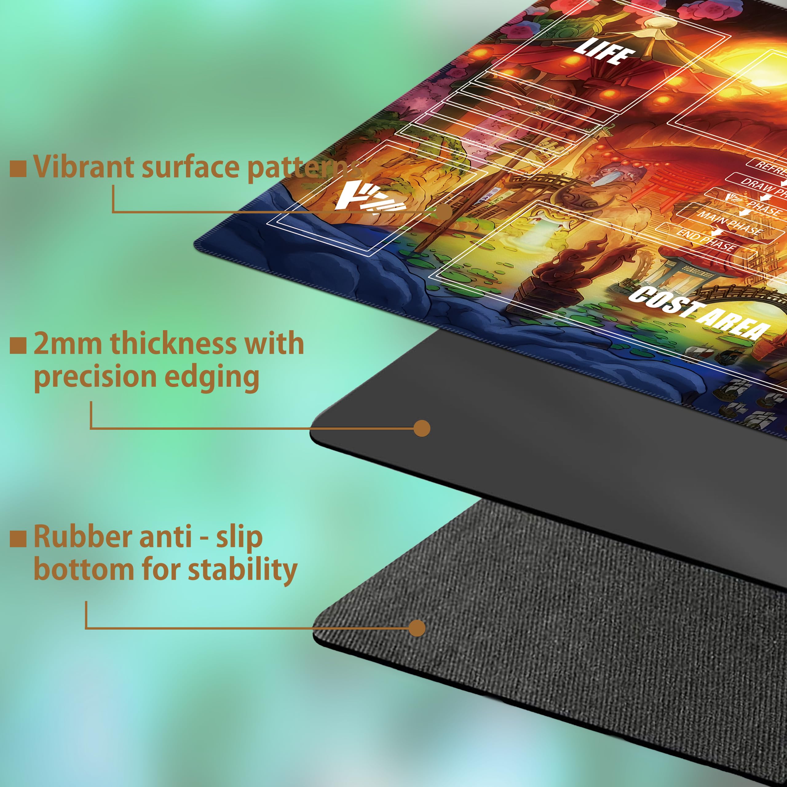 for one piece TCG playmat - 24x14 inches Rubber Card Game mat with Marked Areas, 20 Acrylic counters & Storage Bag for one piece Card Game Fans (Crew)