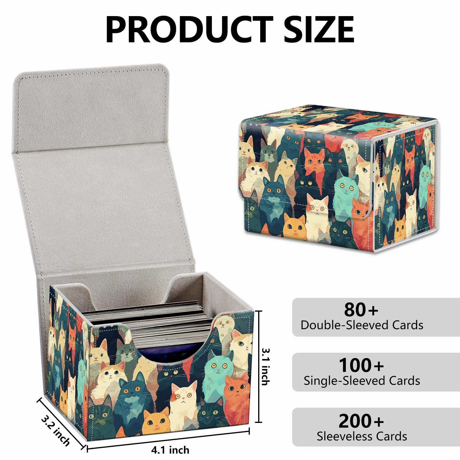 Strong Magnet Case Mtg Deck Box Tcg Up to 200 Cards Creative Pattern Trading Card Storage Box for Collectible Card Games, Black And White Koi