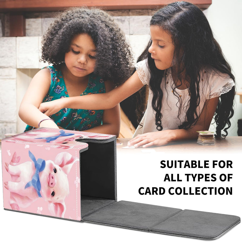Card Deck Box for MTG Trading Cards, Magic Card Box Can Hold 110+ Single Sleeved Cards, Waterproof PU Leather Material, Strong Magnetic Buckle Card Set Box Suitable for TCG CCG, Astronaut Dinosaur