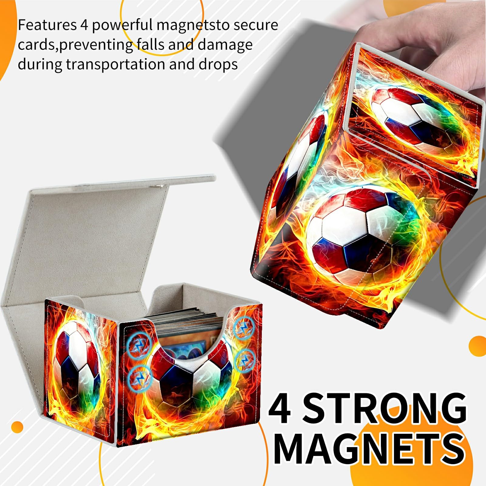 Card Deck Box Trading Cards Storage Box with Strong Magnet Premium Case Commander Deck Storage Cover for TCG CCG Magic Cards,Cat Face With Stars