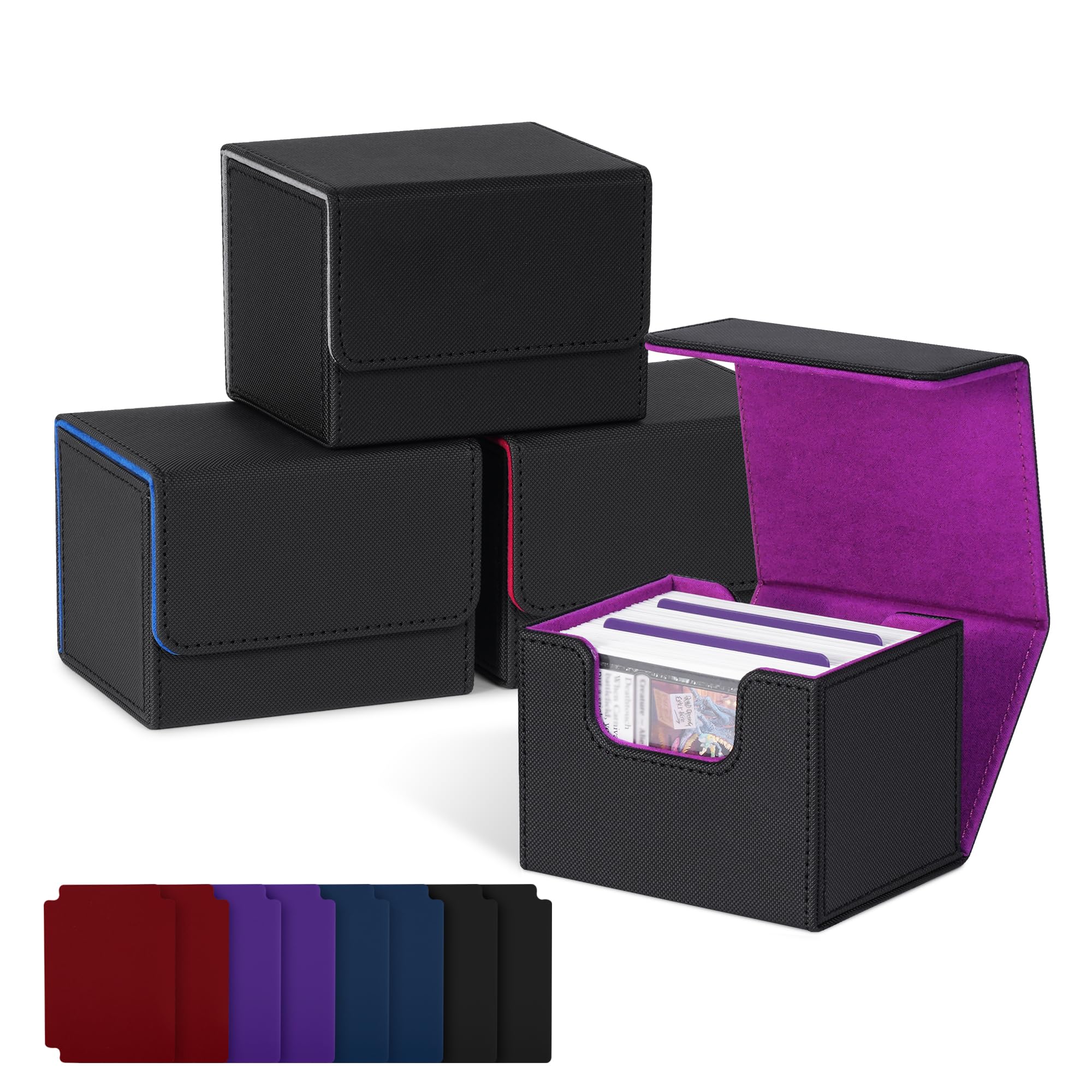 ZLCA MTG Deck Box with Commander Window Display, Commander Deck Box Holds 100 Double-Sleeved Cards Suitable for Magic the Gathering/TCG/CCG/PTCG/EDH/Sport Cards (Black)