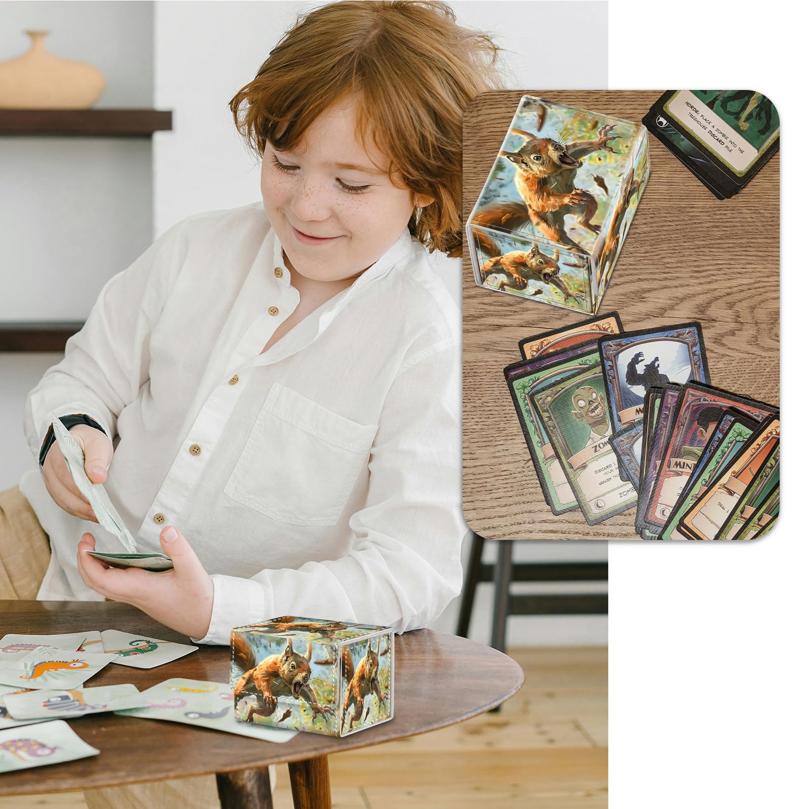 Strong Magnet Case Mtg Deck Box Tcg Up to 200 Cards Creative Pattern Trading Card Storage Box for Collectible Card Games, Black And White Koi