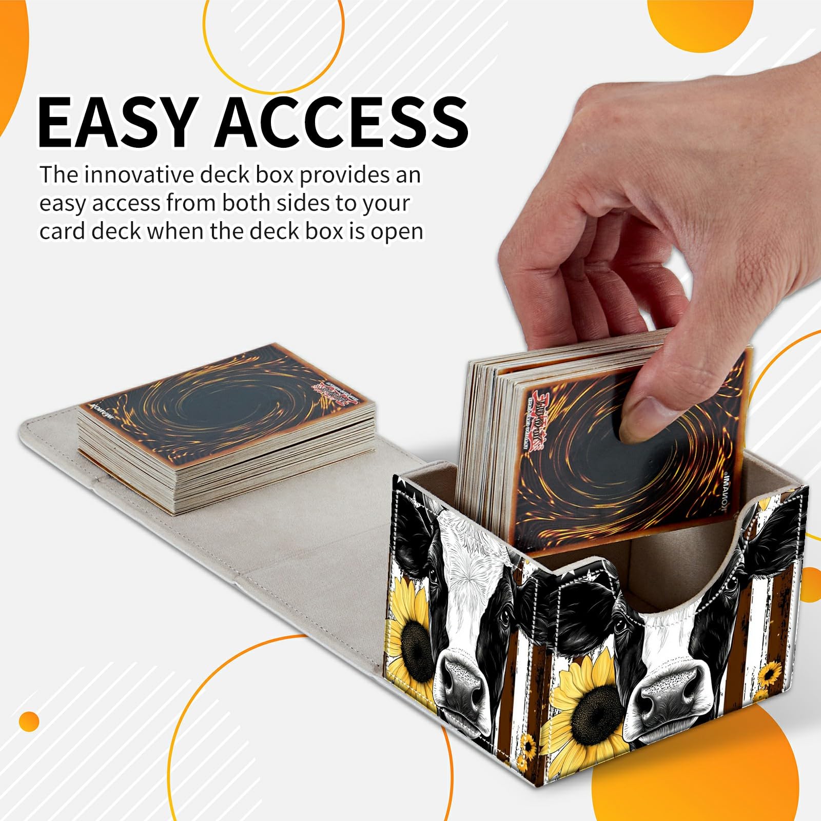 Card Deck Box Trading Cards Storage Box with Strong Magnet Premium Case Commander Deck Storage Cover for TCG CCG Magic Cards,Cat Face With Stars