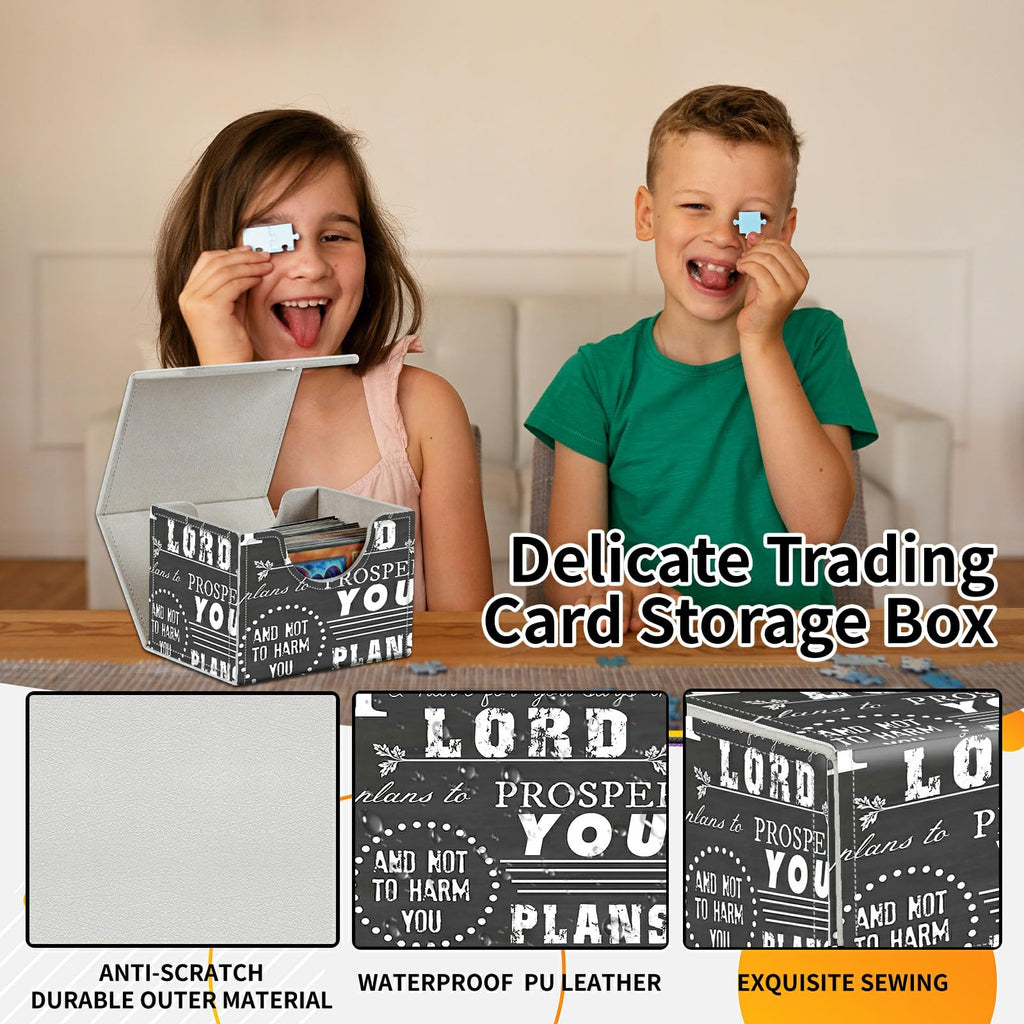 Card Deck Box Trading Cards Storage Box with Strong Magnet Premium Case Commander Deck Storage Cover for TCG CCG Magic Cards,Cat Face With Stars