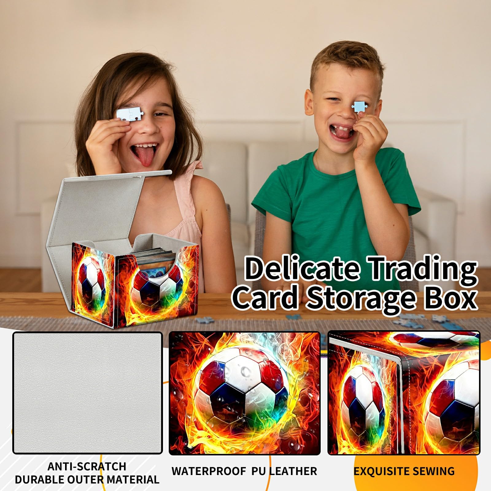 Card Deck Box Trading Cards Storage Box with Strong Magnet Premium Case Commander Deck Storage Cover for TCG CCG Magic Cards,Cat Face With Stars