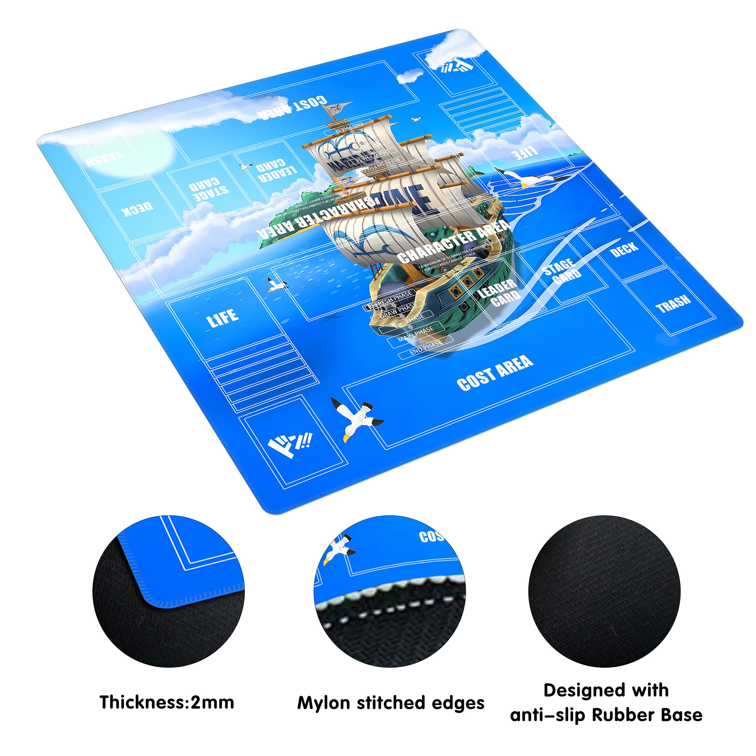 Playmat for One Piece Card Game for Two Players, 24x24 inches, with 4-Pocket Card Binder Set and 400+ Card Capacity