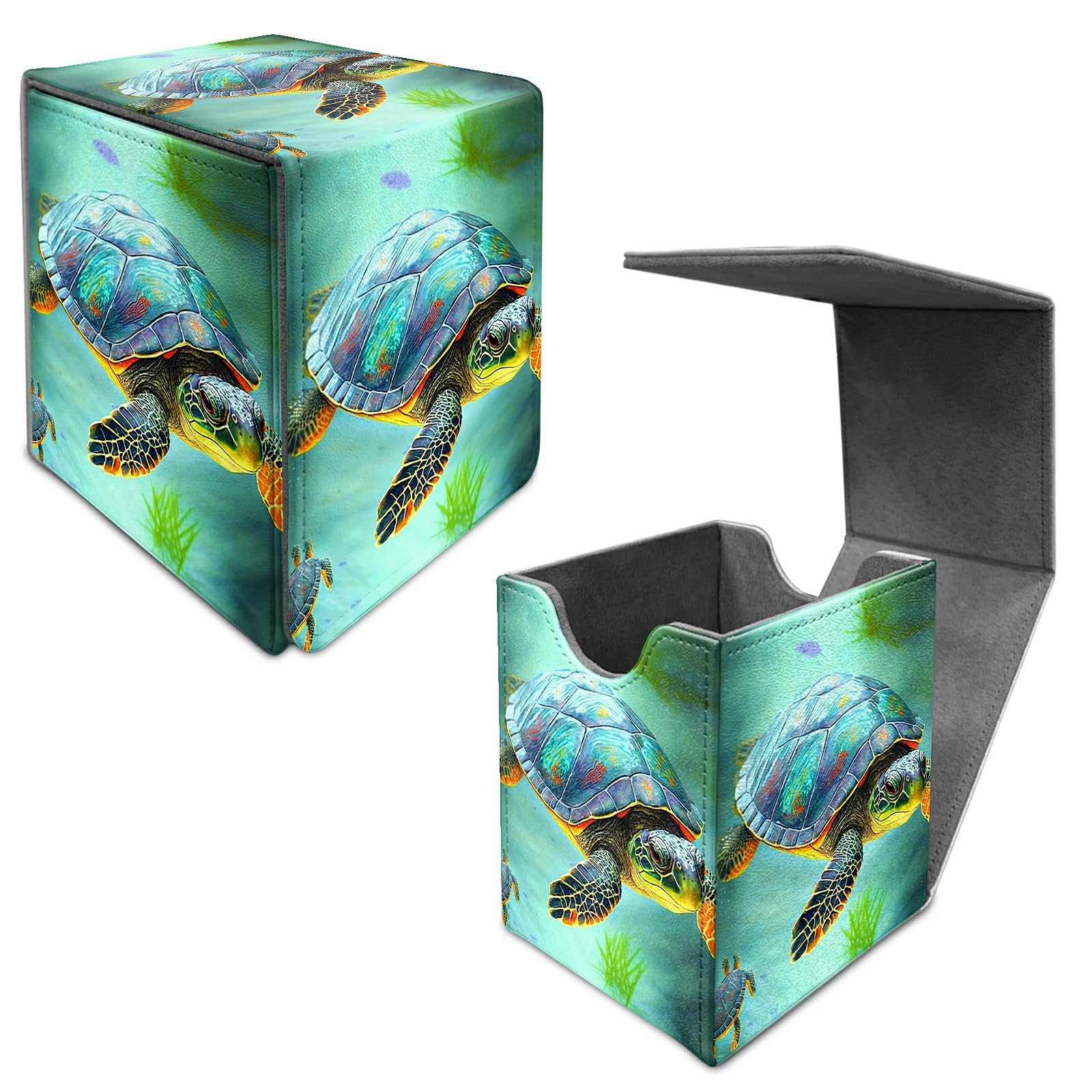 Card Deck Box Trading Cards Storage Box with Strong Magnet Premium Case Commander Deck Storage Cover for TCG CCG Magic Cards,Cat Face With Stars