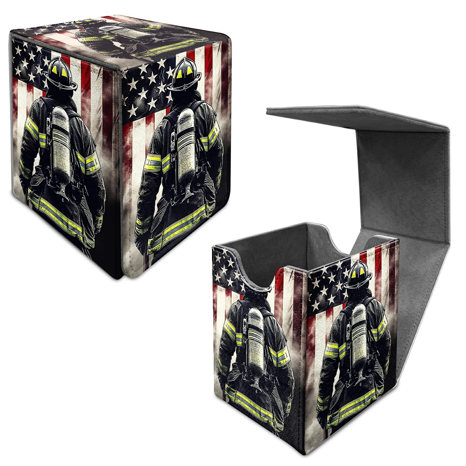 Card Deck Box Trading Cards Storage Box with Strong Magnet Premium Case Commander Deck Storage Cover for TCG CCG Magic Cards,Cat Face With Stars