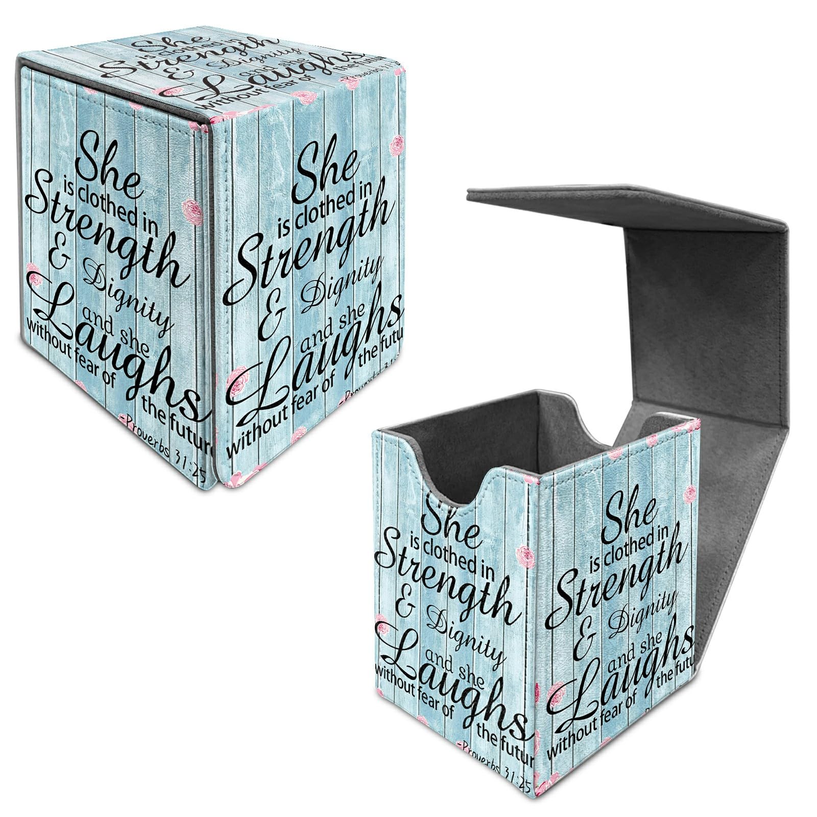 Card Deck Box Trading Cards Storage Box with Strong Magnet Premium Case Commander Deck Storage Cover for TCG CCG Magic Cards,Cat Face With Stars