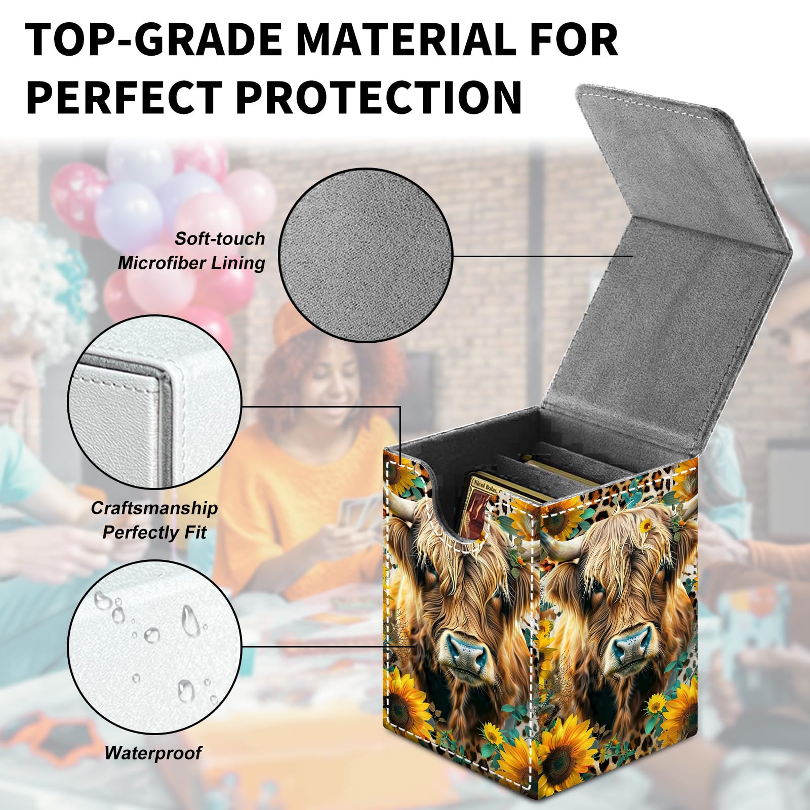 Card Deck Box for MTG Trading Cards, Magic Card Box Can Hold 110+ Single Sleeved Cards, Waterproof PU Leather Material, Strong Magnetic Buckle Card Set Box Suitable for TCG CCG, Astronaut Dinosaur