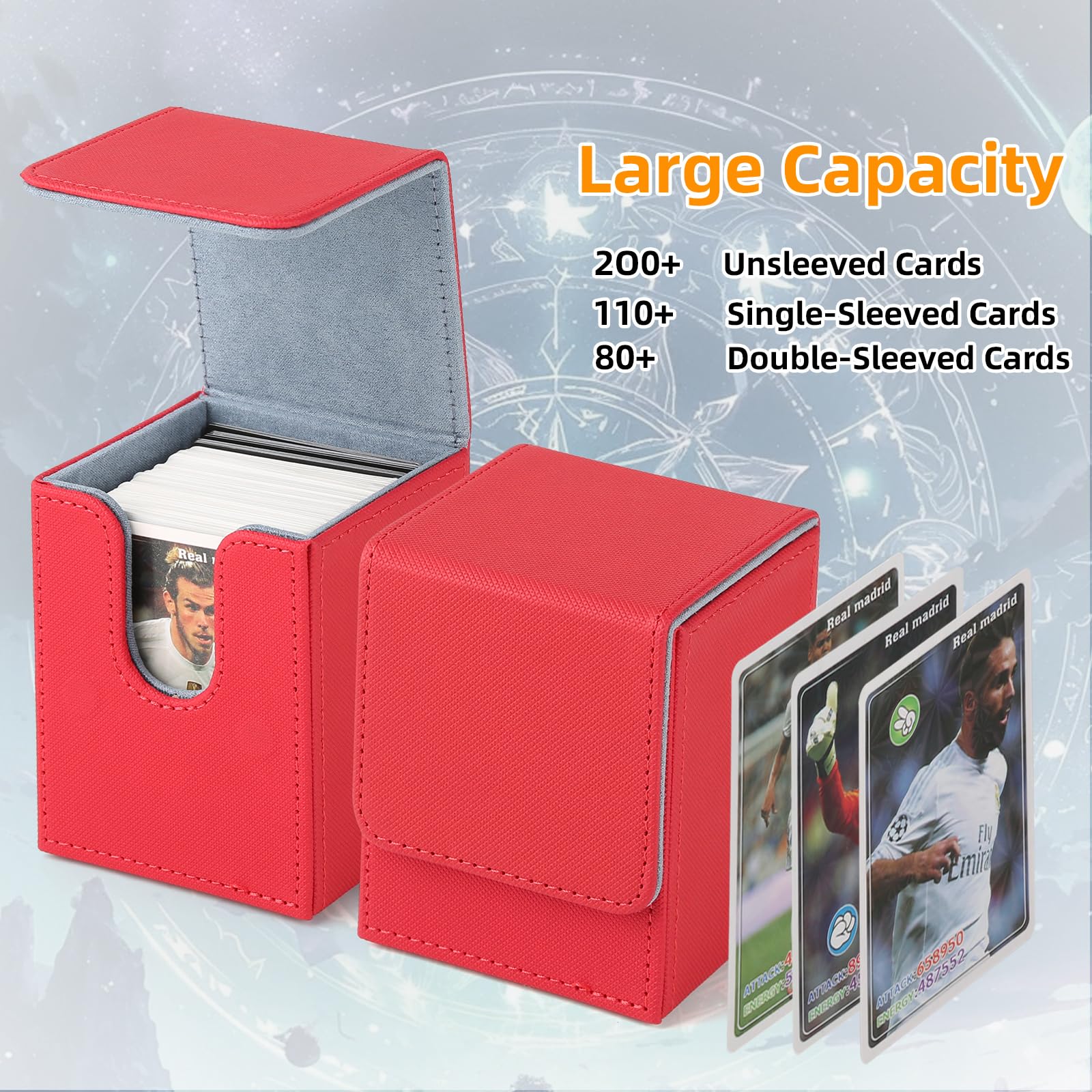 GERMUN Card Deck Box for MTG Commander, MTG Commander Deck Box Holds 120+ Single Sleeved Cards,MTG Deck Box Compatible with Magic the Gathering (Black)