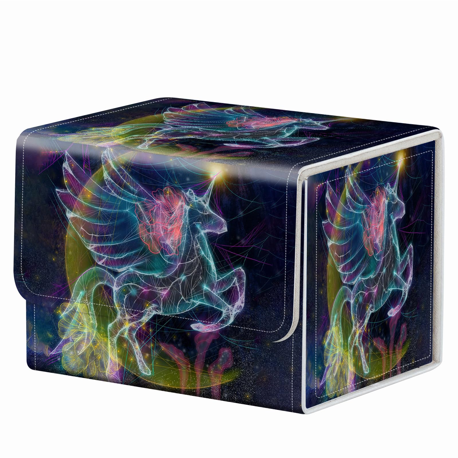 Strong Magnet Case Mtg Deck Box Tcg Up to 200 Cards Creative Pattern Trading Card Storage Box for Collectible Card Games, Black And White Koi