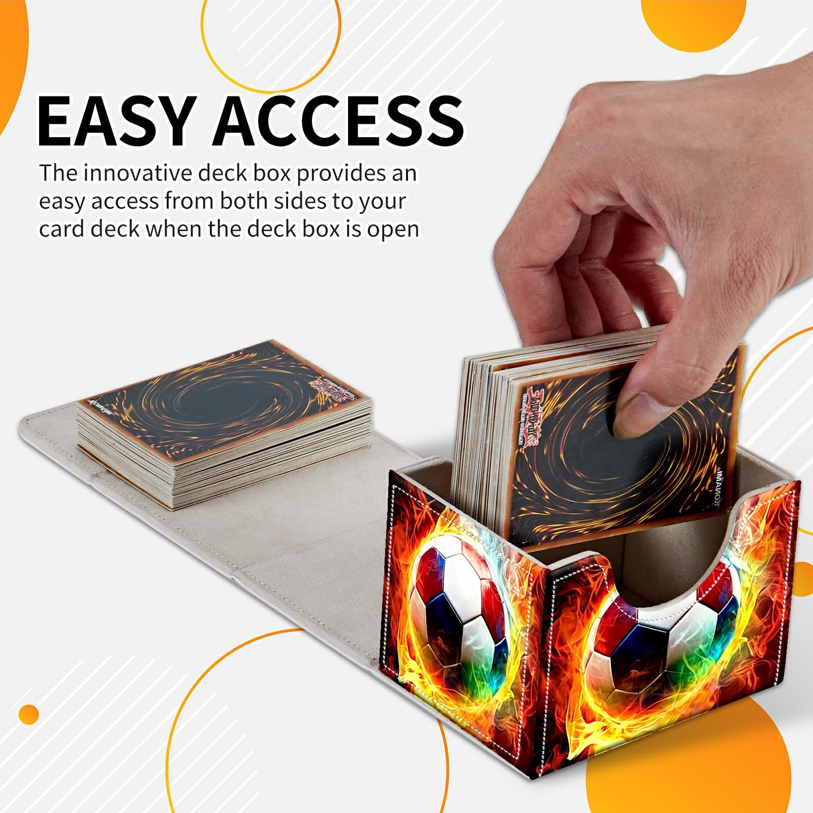Card Deck Box Trading Cards Storage Box with Strong Magnet Premium Case Commander Deck Storage Cover for TCG CCG Magic Cards,Cat Face With Stars