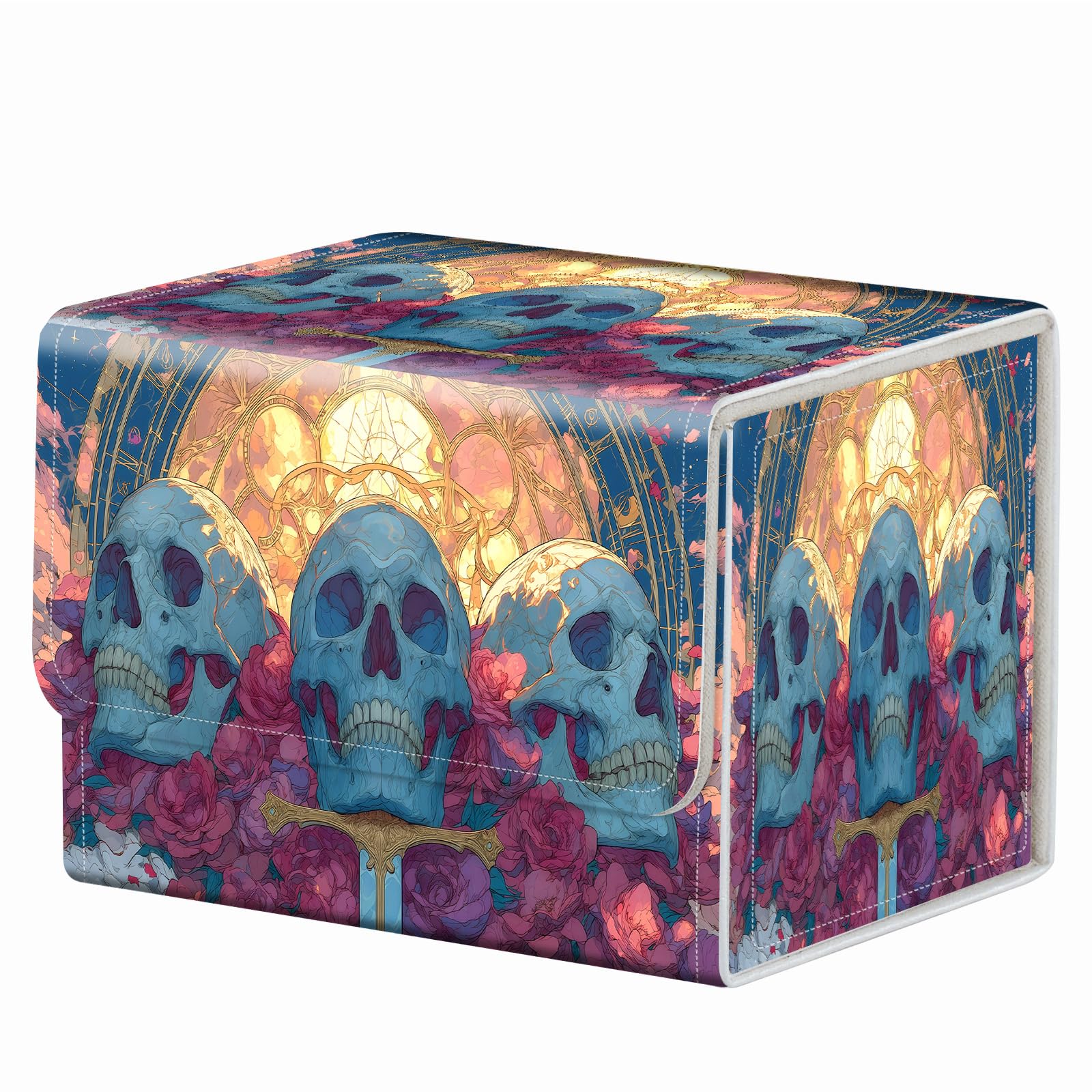 Strong Magnet Case Mtg Deck Box Tcg Up to 200 Cards Creative Pattern Trading Card Storage Box for Collectible Card Games, Black And White Koi