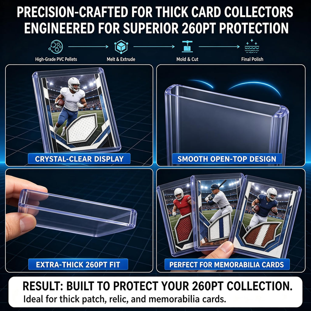 DEDC 200 Top Loader Thick Card Load Holder Storage for Trading Cards Sports Soft Penny Sleeves Hard Plastic 35 Point Protective 3" x 4" Toploaders Rigid Memorabilia Collectibles