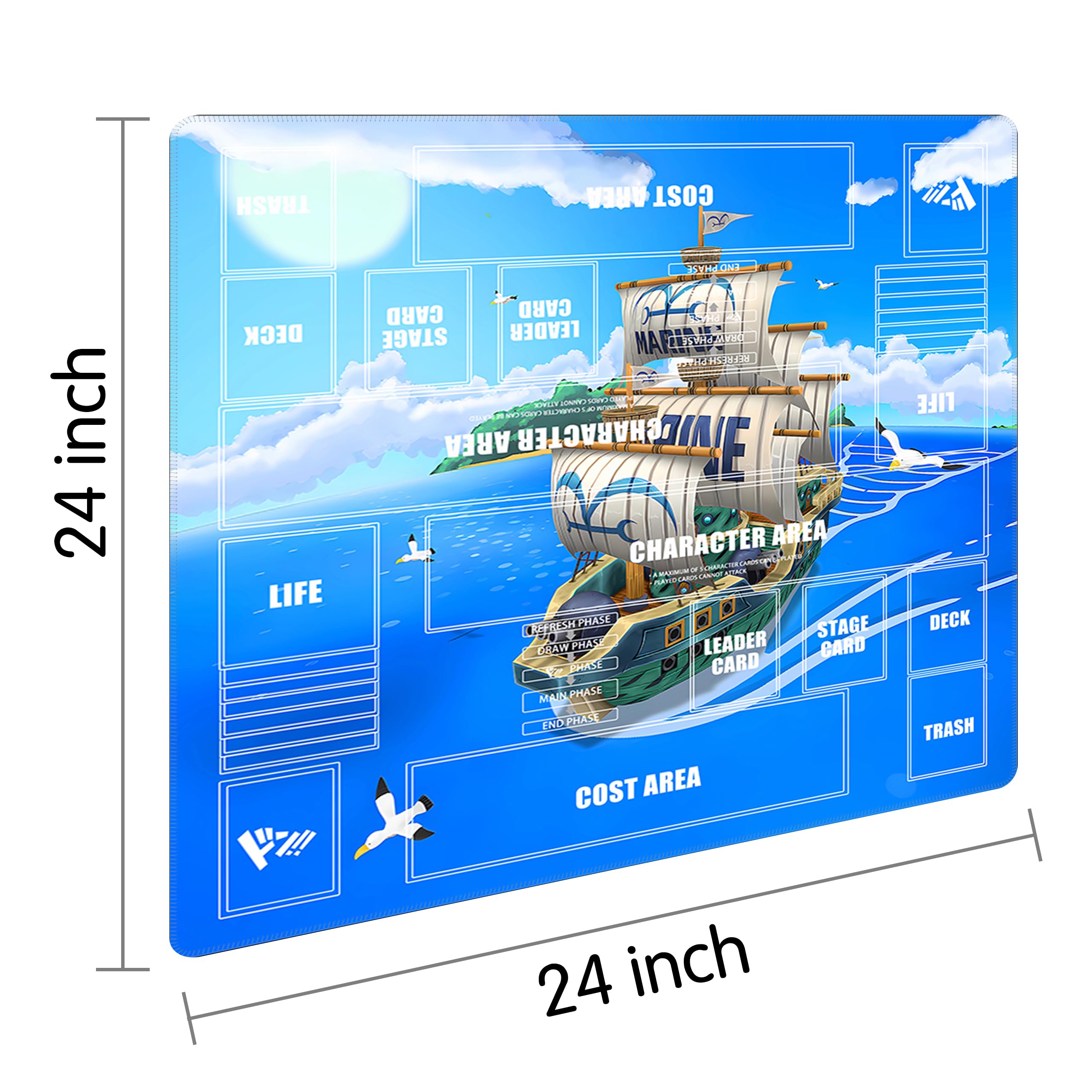 Playmat for One Piece Card Game for Two Players, 24x24 inches, with 4-Pocket Card Binder Set and 400+ Card Capacity