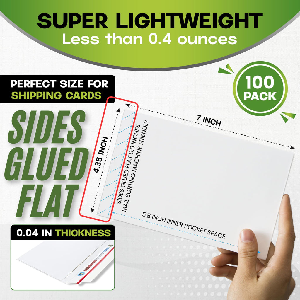 100 Pack Shell Mailer Incognito Trading Card Envelopes by Hobby Armor, 7" x 4.35" Trading Card Mailers for Shipping, Perfect Size Shipping Envelope for Mailing Cards in Semi-Rigid Holders & Toploaders