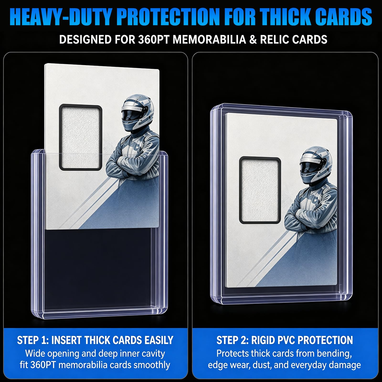 DEDC 200 Top Loader Thick Card Load Holder Storage for Trading Cards Sports Soft Penny Sleeves Hard Plastic 35 Point Protective 3" x 4" Toploaders Rigid Memorabilia Collectibles