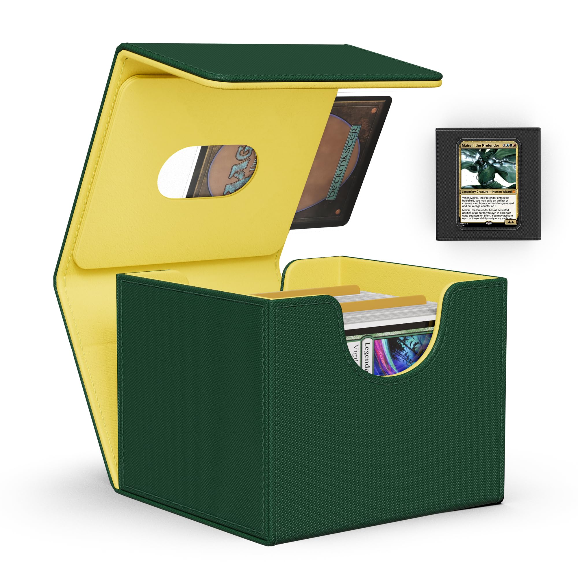 ZLCA MTG Deck Box with Commander Window Display, Commander Deck Box Holds 100 Double-Sleeved Cards Suitable for Magic the Gathering/TCG/CCG/PTCG/EDH/Sport Cards (Black)